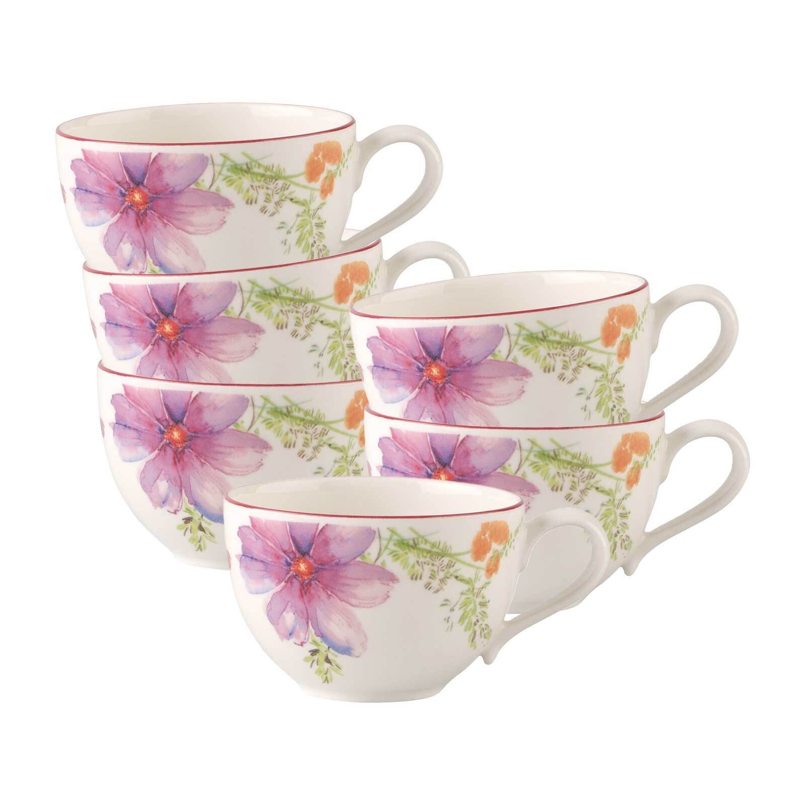 Villeroy & Boch Cappuccinotasse Mariefleur Basic Frühstückstassen 290 ml 6er Set, 6-tlg., Porzellan