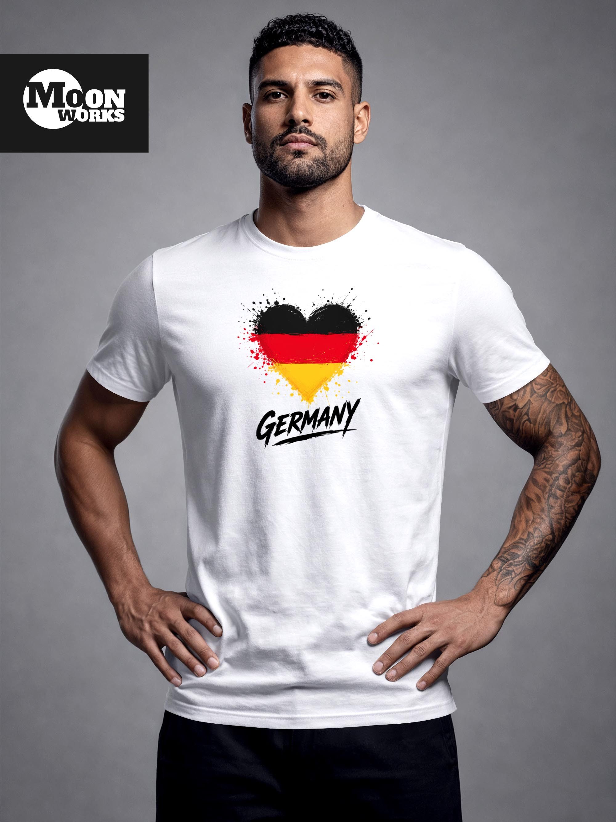 MoonWorks Print-Shirt Herren T-Shirt Deutschland Fußball WM-Shirt 2026 Fanshirt Trikot mit Print