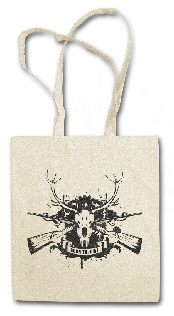 Beuteltasche Born To Hunt Stofftasche Hirsch Reh Jagd Jäger Bär Geweih Deer Bear