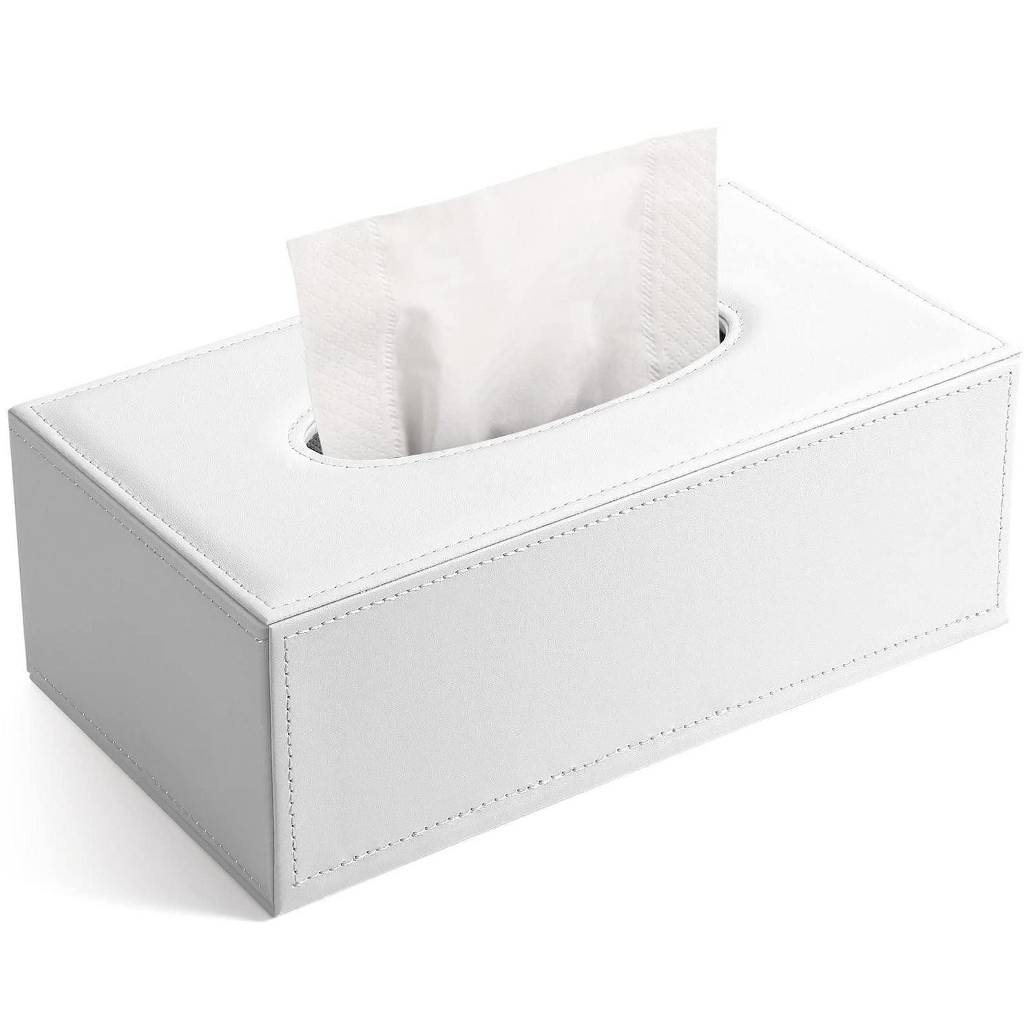 LuxusKollektion Papiertuchbox Kosmetiktücherbox Leder Milchweiß Marmoroptik