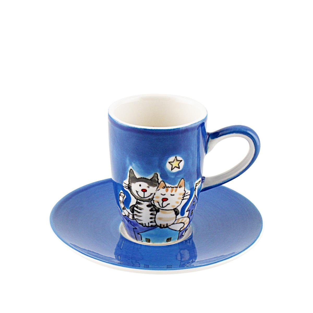 Espressotasse Mila Keramik Espresso-Tasse mit Untere NachtKatzen