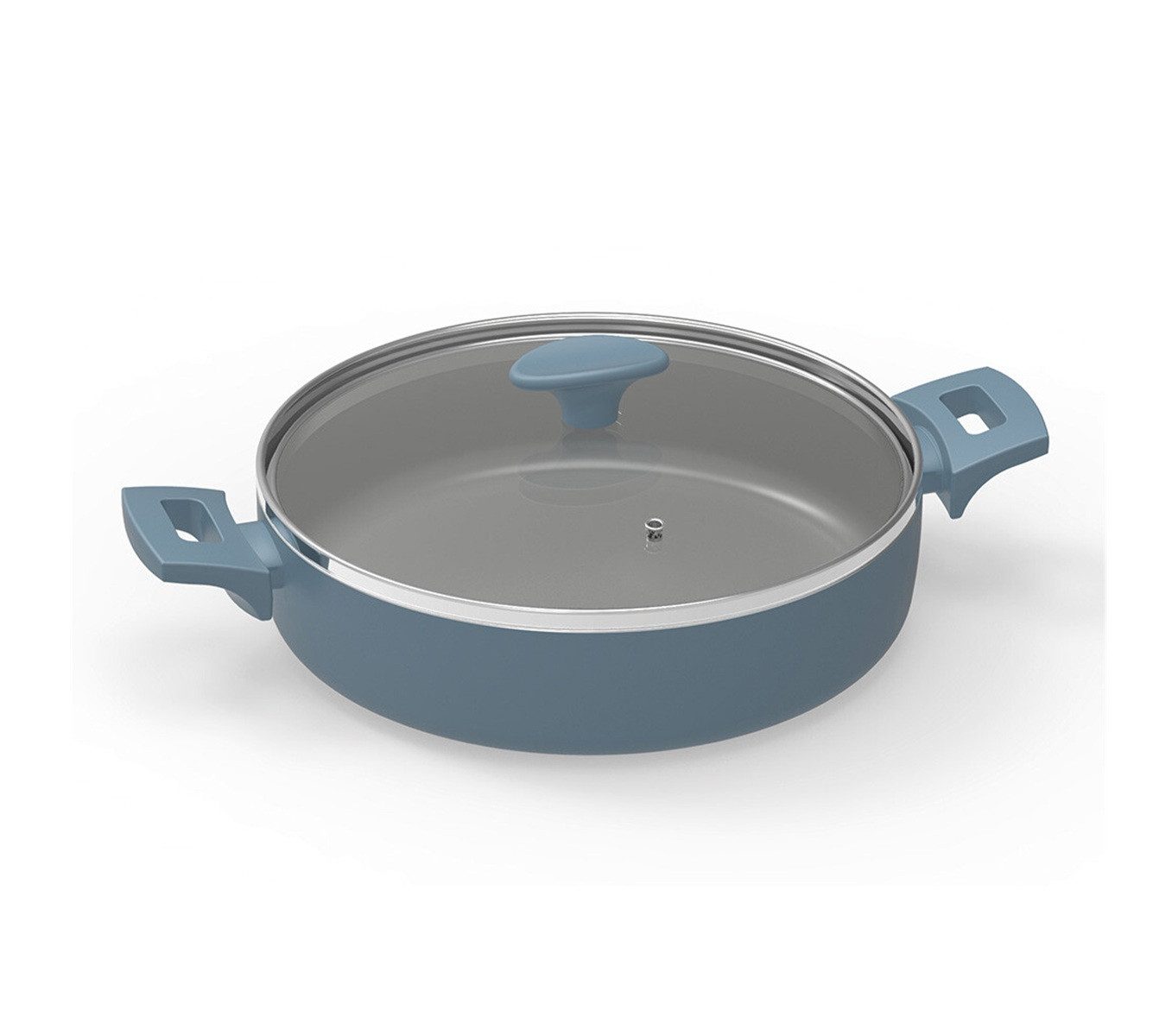 Michelino Servierpfanne Alythia Pfanee mit Glasdeckel - 28 cm in Blau, Aluminium (1-tlg), ergonomischer Griff, Induktionsgeeignet, 28 cm