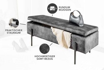 riess-ambiente Sitzbank LOFT 100cm grau / schwarz (Einzelartikel, 1-St), Wohnzimmer · Samt · Metall · mit Stauraum · Flur · Schlafzimmer