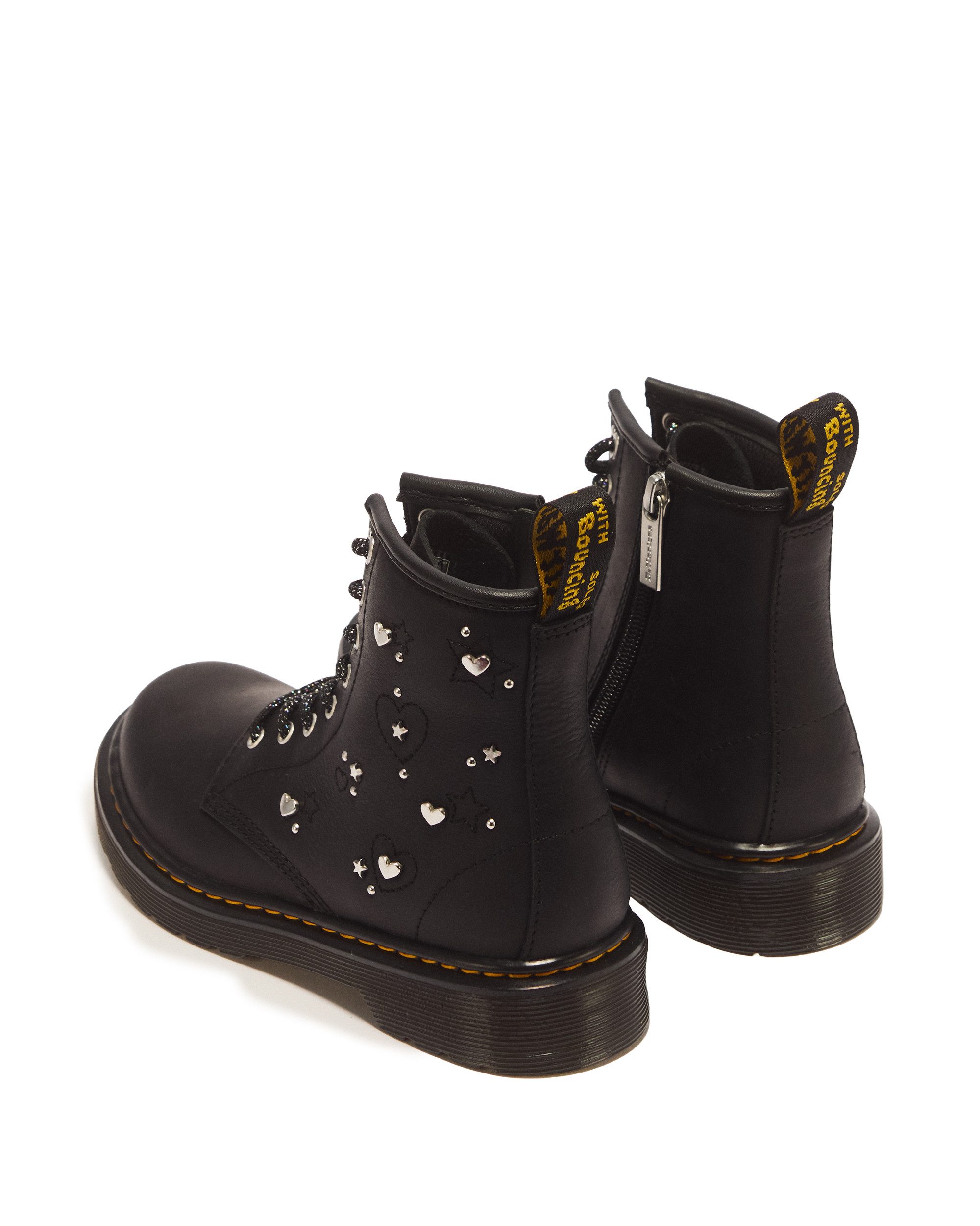 DR. MARTENS 1460 Hs J Black Wyoming Schnürboots Schnürstiefelette mit herzförmigen Nieten – Bild 4 von 5