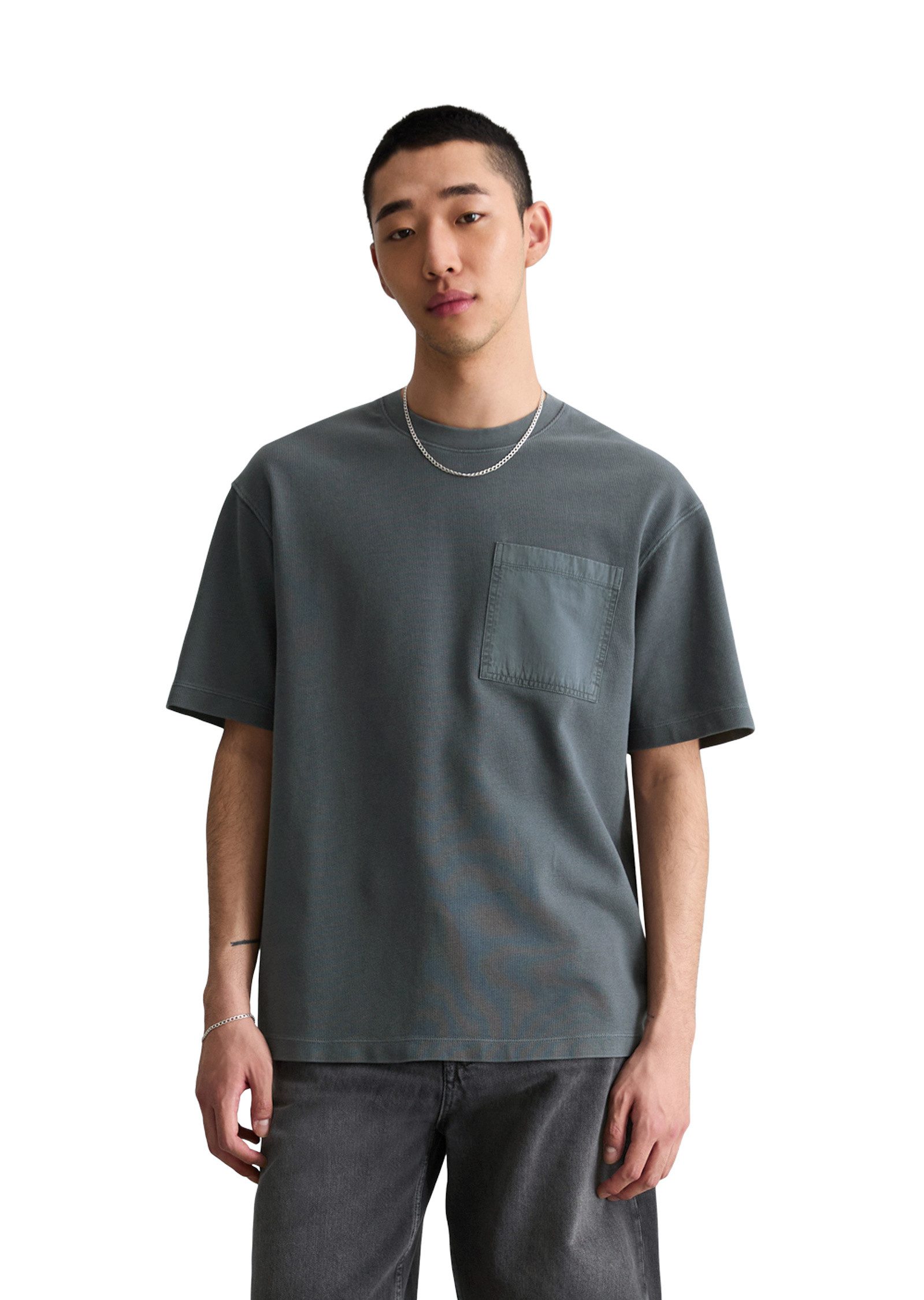 Marc O'Polo DENIM T-Shirt aus fein gerillter Bio-Baumwolle