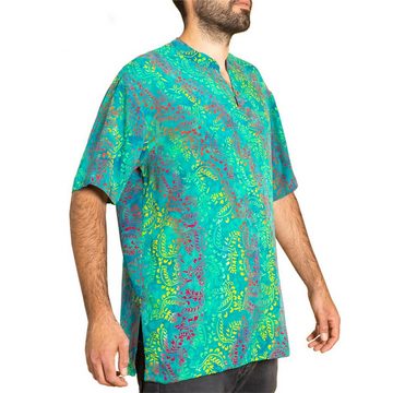 PANASIAM Kurzarmhemd Kurzarmhemd Wachsbatik Herren Hemd in lebendigen Mustern und leuchtenden Farben langlebiges Sommerhemd Freizeithemd