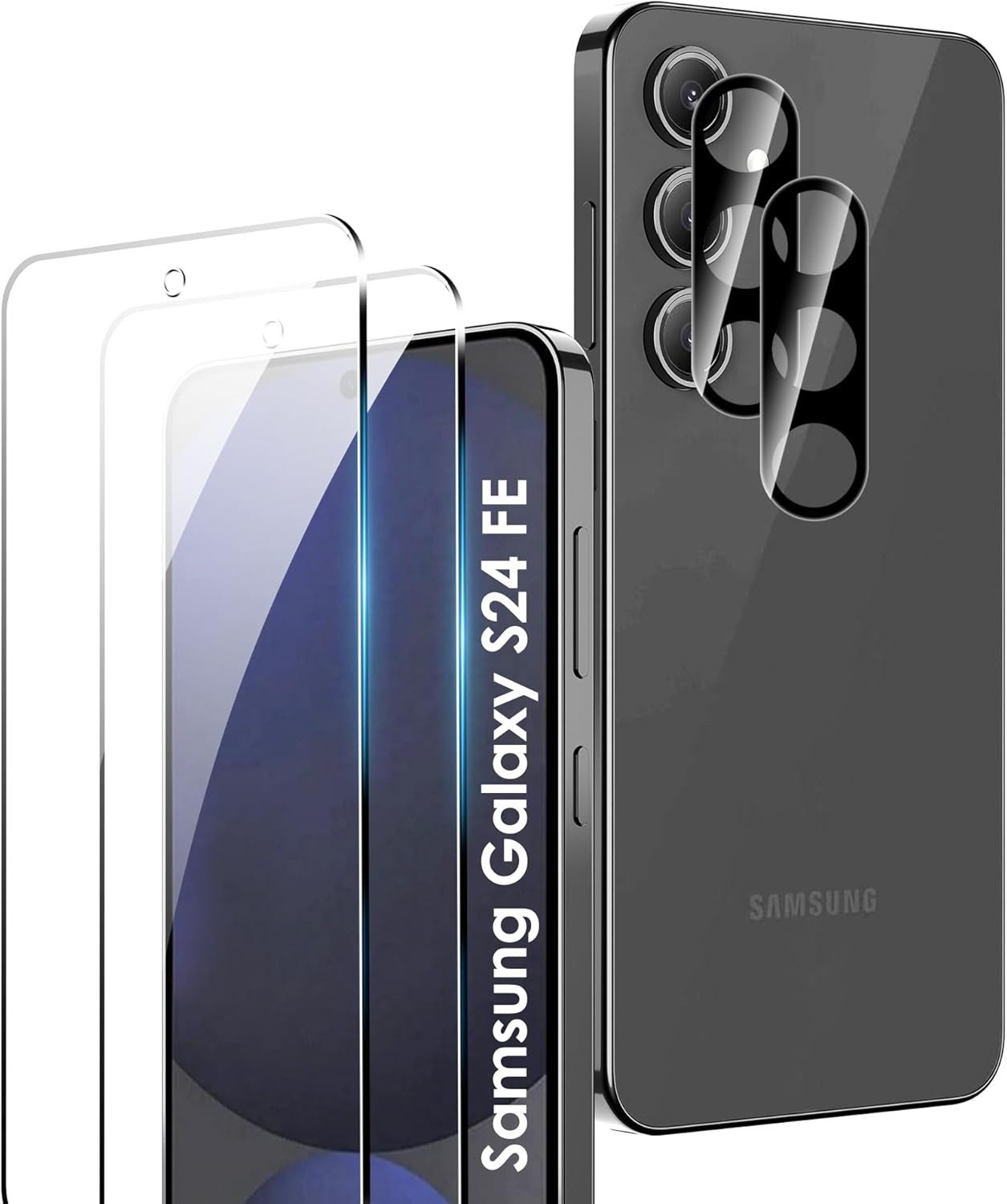 MSM Displayschutzglas 2X Schutzglas (Display + Kamera) für Samsung Galaxy S24 FE Panzerfolie