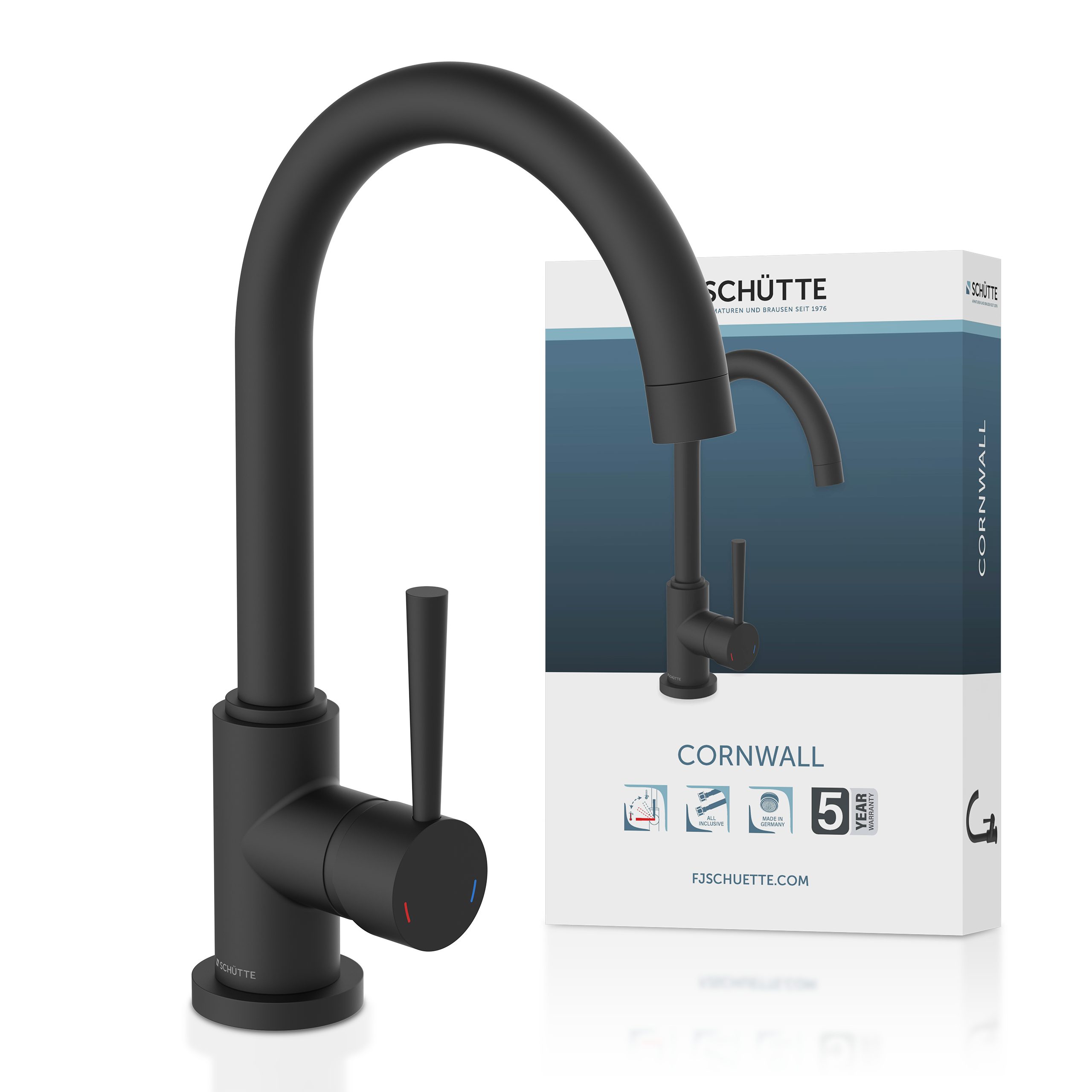 Schütte Spültischarmatur CORNWALL energiesparender Cold-Start, 360° schwenkbare Mischbatterie, Hochdruck