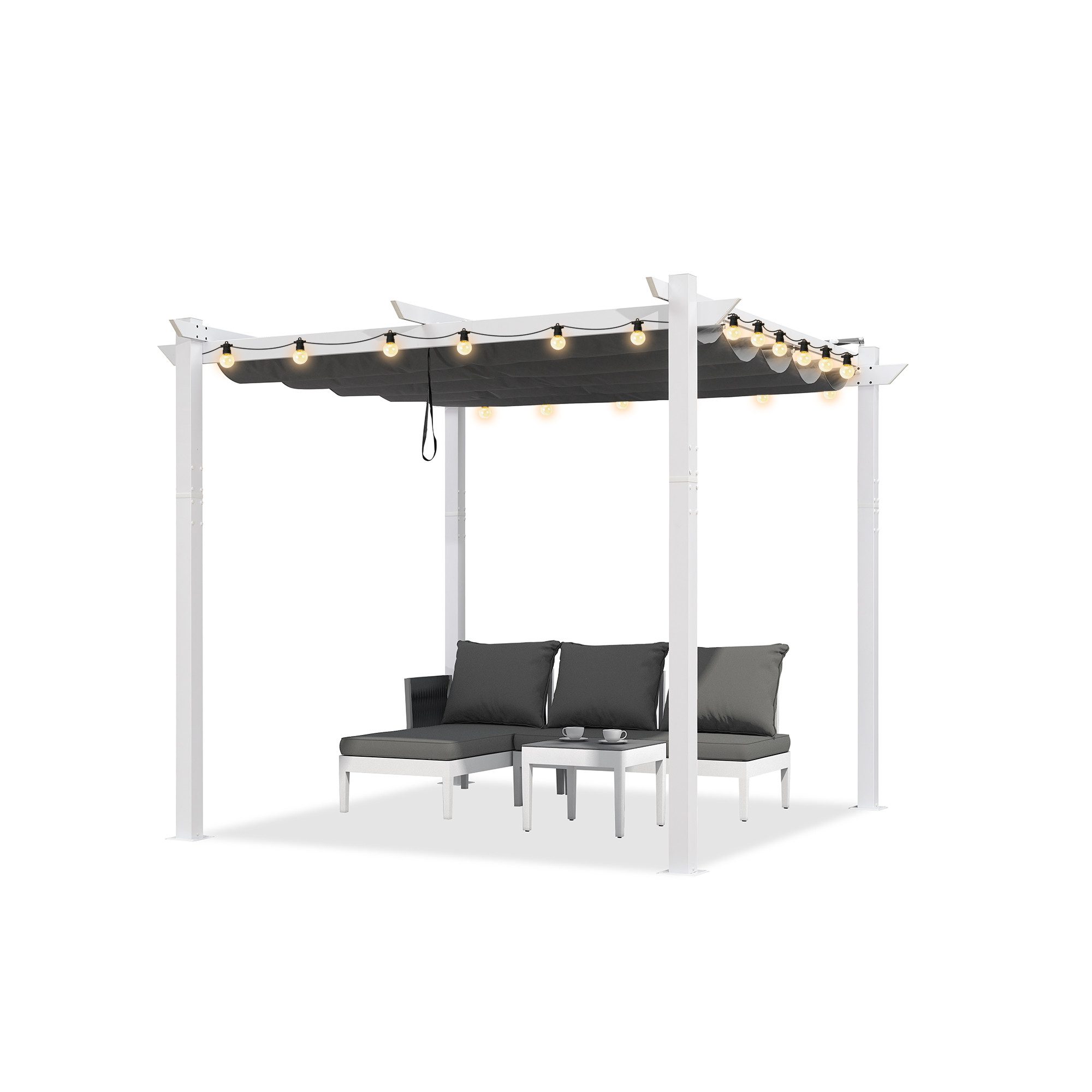 PURPLE LEAF Pergola 3 x 4 m Pavillon mit Schiebedach Aluminium Wasserdicht, UV-Schutz, BxTxH: 300x300x245 cm, (Komplettes Set, Freistehende Pergola mit manuellem Schiebedach), Gartenpavillon Stabil & Winterfest, Terrasse, Balkon