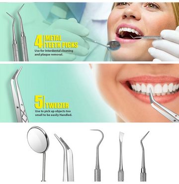 Ailiebe Design Zahnpflege-Set Zahnsteinentferner Zahnreinigungsset für Heimgebrauch, 5-tlg., Zahnspiegel Zahnreinigung Zwischenräume Mundgesundheit 5er Pack