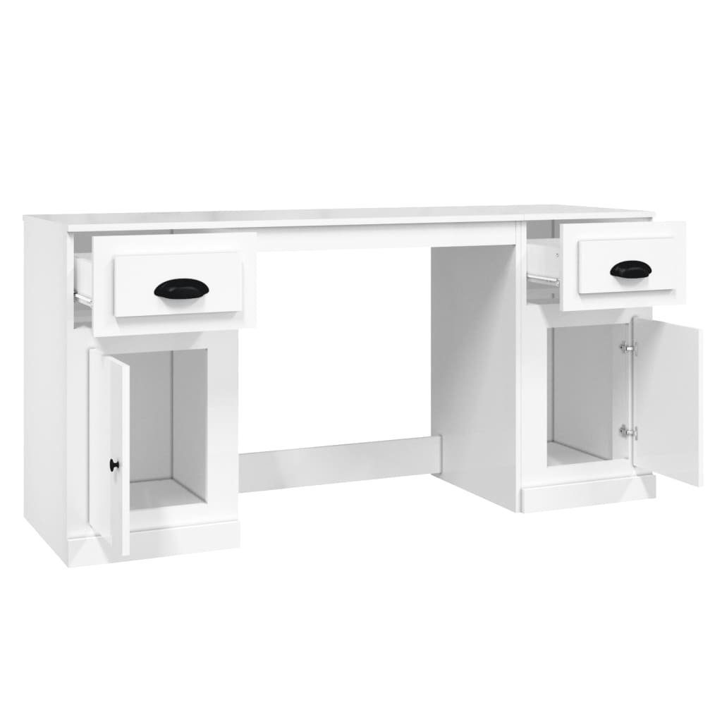 Hochglanz-Weiß mit Stauraum furnicato Schreibtisch Holzwerkstoff