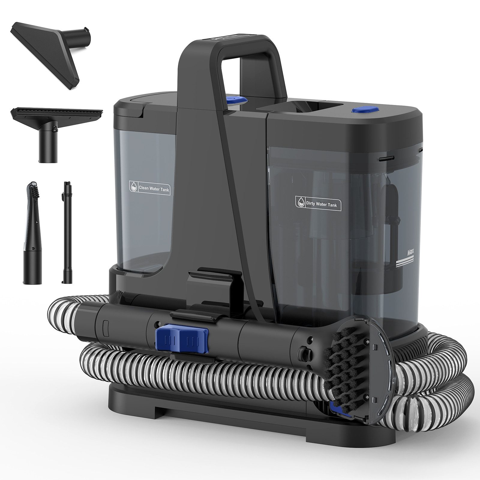 lubluelu Teppichreinigungsgerät V9 mit Dampffunktion Teppichreiniger Polsterreiniger 13.000PA 3-in-1, 1250 W, beutellos, 100°C Dampf, 60°C Heißwasser, Kaltwasser-Funktion, Selbstreinigung