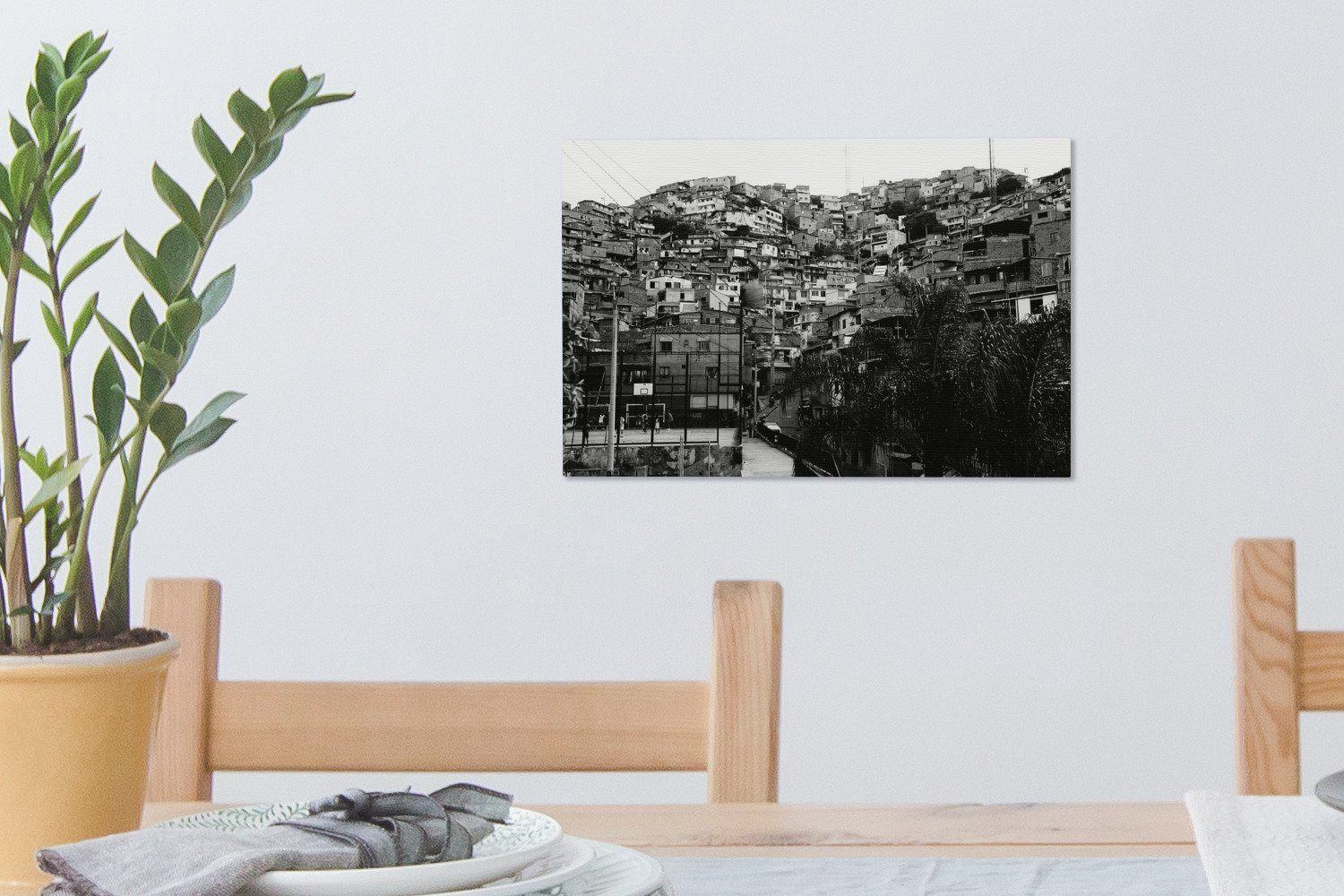 cm Wanddeko, Leinwandbild Stadt Schwarz-Weiß-Fotografie Wandbild St), Aufhängefertig, im 30x20 der Leinwandbilder, Medellín OneMillionCanvasses® (1 südamerikanischen,
