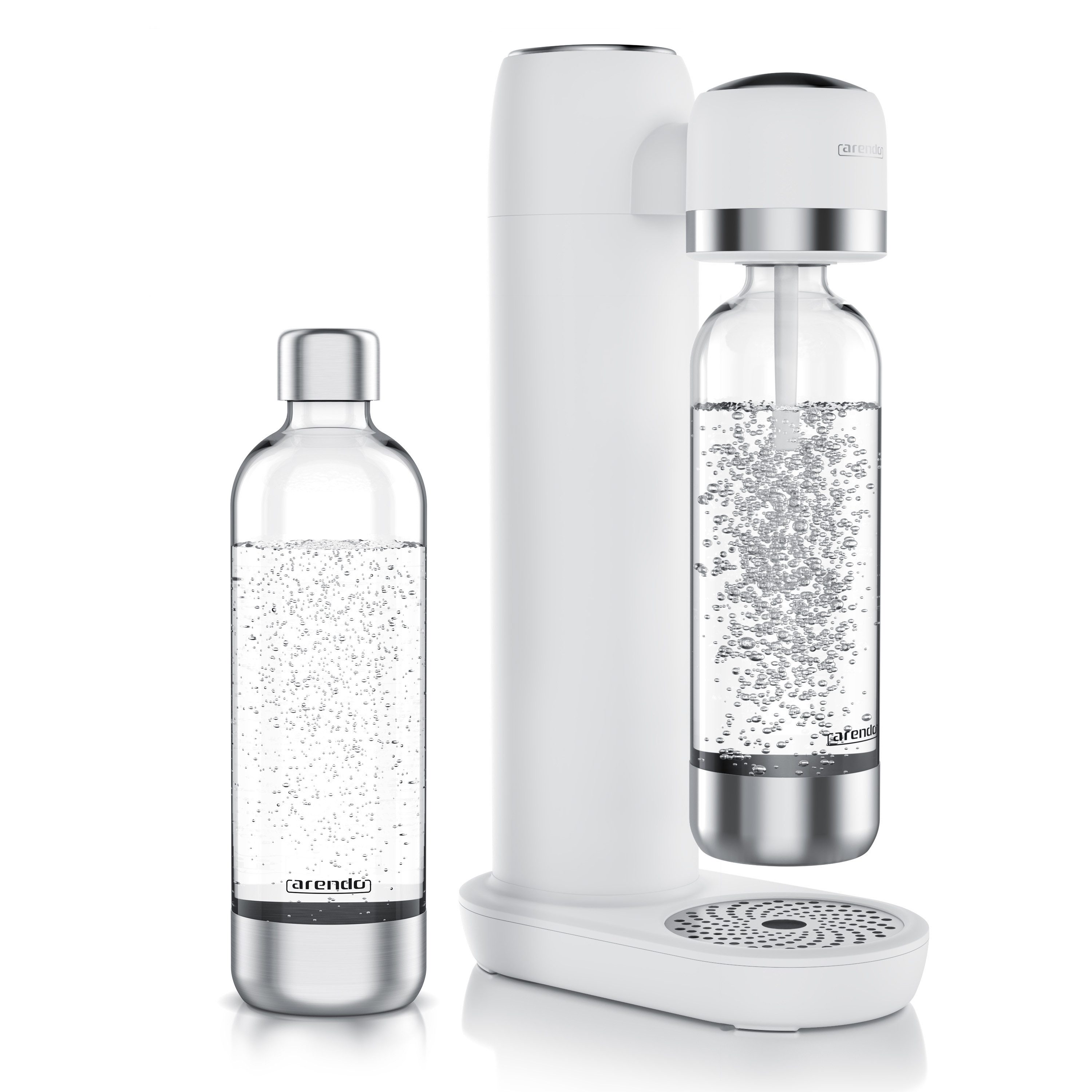 Arendo Wassersprudler Soda Streamer, 2x 1000 ml Flaschen, kompatibel mit 60l CO2 Zylindern, (Set, 3-tlg., Soda Maker, PET-Flasche), Soda Maker + 2 Wasserflaschen, BPA-frei, fein dosierbar, Carbonator