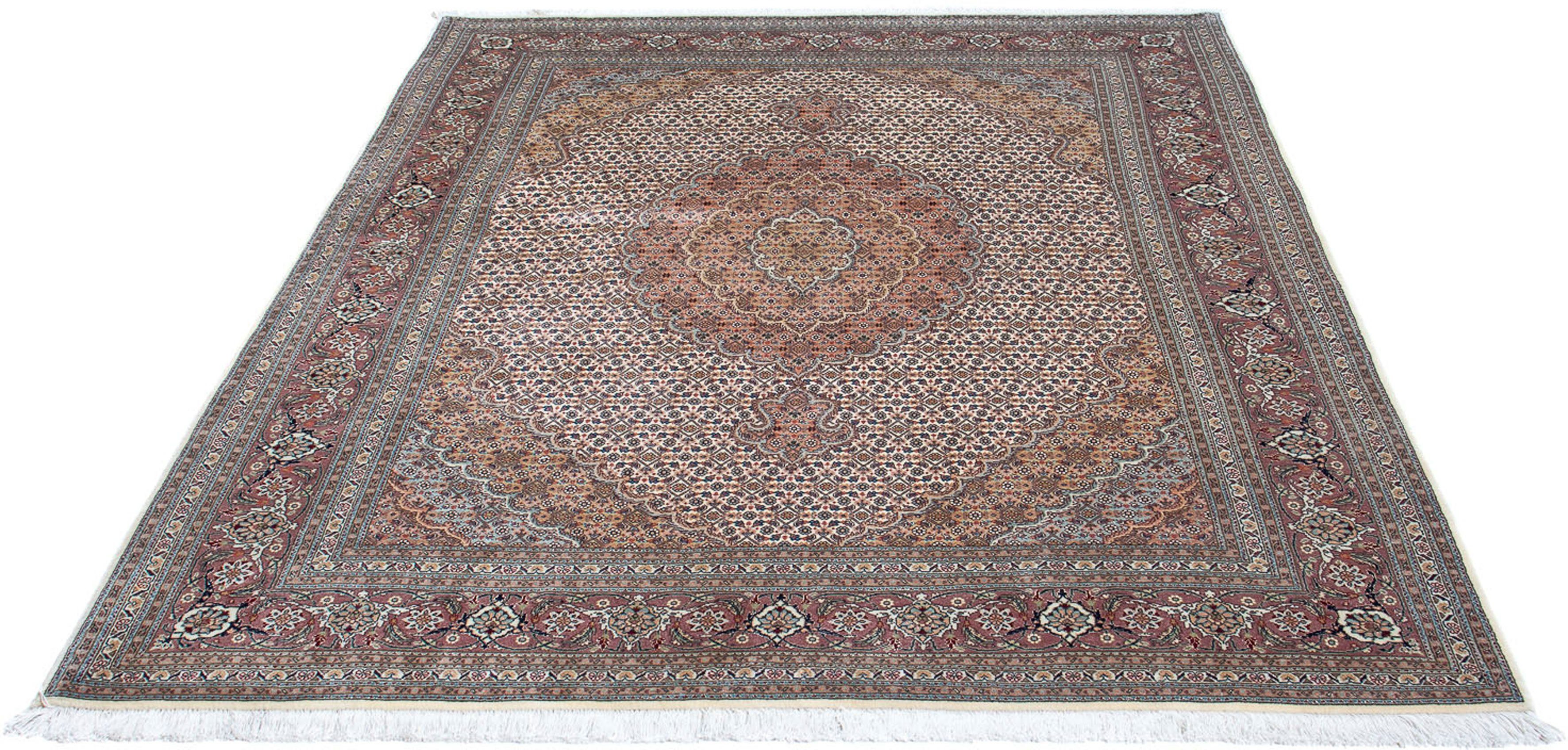 Orientteppich Perser - Täbriz - 195 x 151 cm - hellbraun, morgenland, rechteckig, Höhe: 10 mm, Wohnzimmer, Handgeknüpft, Einzelstück mit Zertifikat