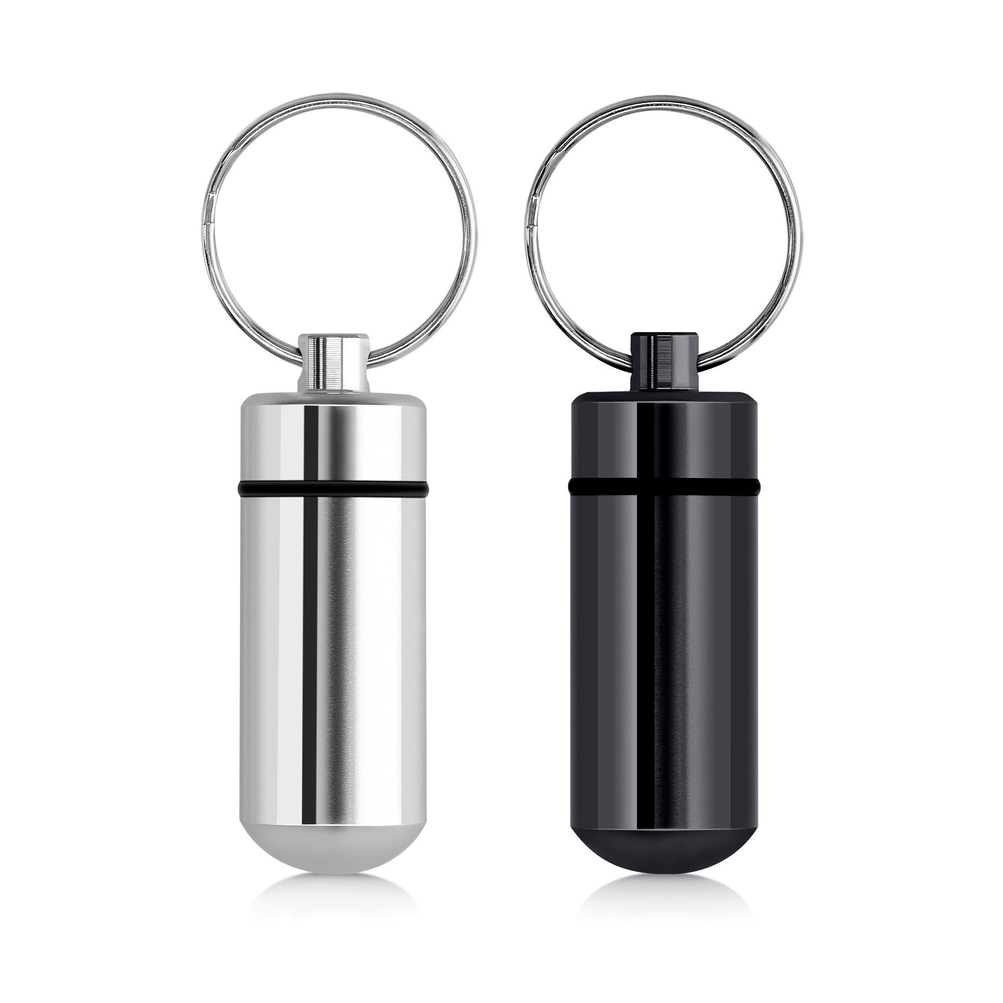 kwmobile Pillendose 2x Metall Pillendose (2 St), 4,8 x 1,7 x 1,7 cm - Tablettendose Box - Pillenbox Aluminium