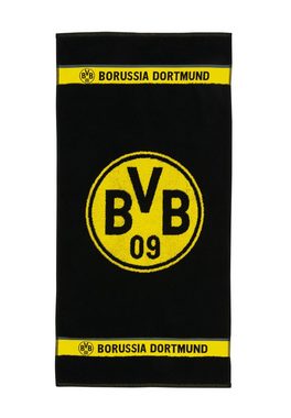 BVB Duschtuch BVB-Duschtuch Emblem 70x140 cm, Baumwolle (Set, 1-St), Mit gewebter Bordüre