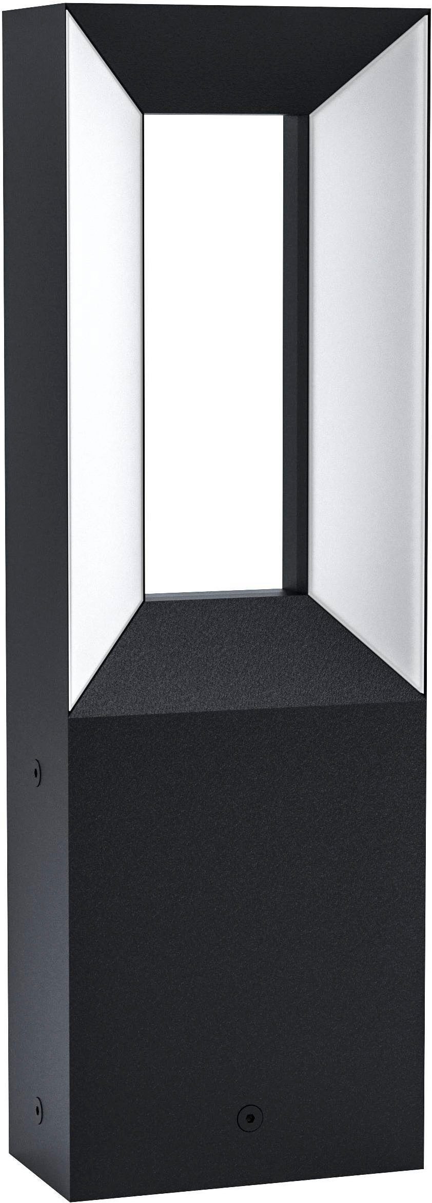 EGLO Sockelleuchte Riforano Außen-Stehlampe, Aluminium-Guss und Kunststoff, IP44, Lampe, LED fest integriert, Warmweiß, Stehleuchte - L11 x B6 x H34 cm - schwarz - 2X5W inkl.