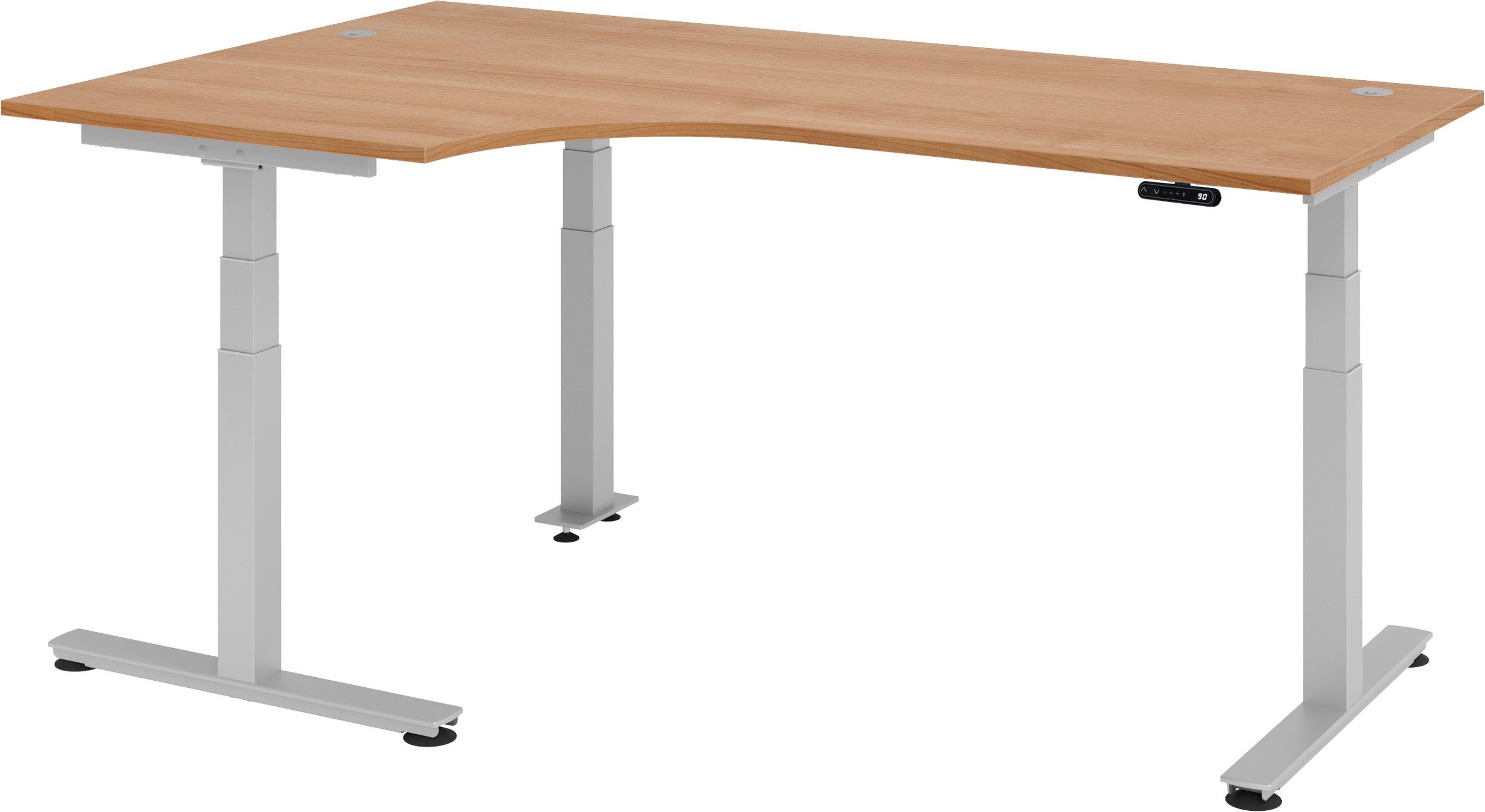 bümö Schreibtisch elektrisch XDSM - Arbeitshöhe: elektrisch höhenverstellbar, Eckform: 200 x 120 cm - Dekor: Nussbaum