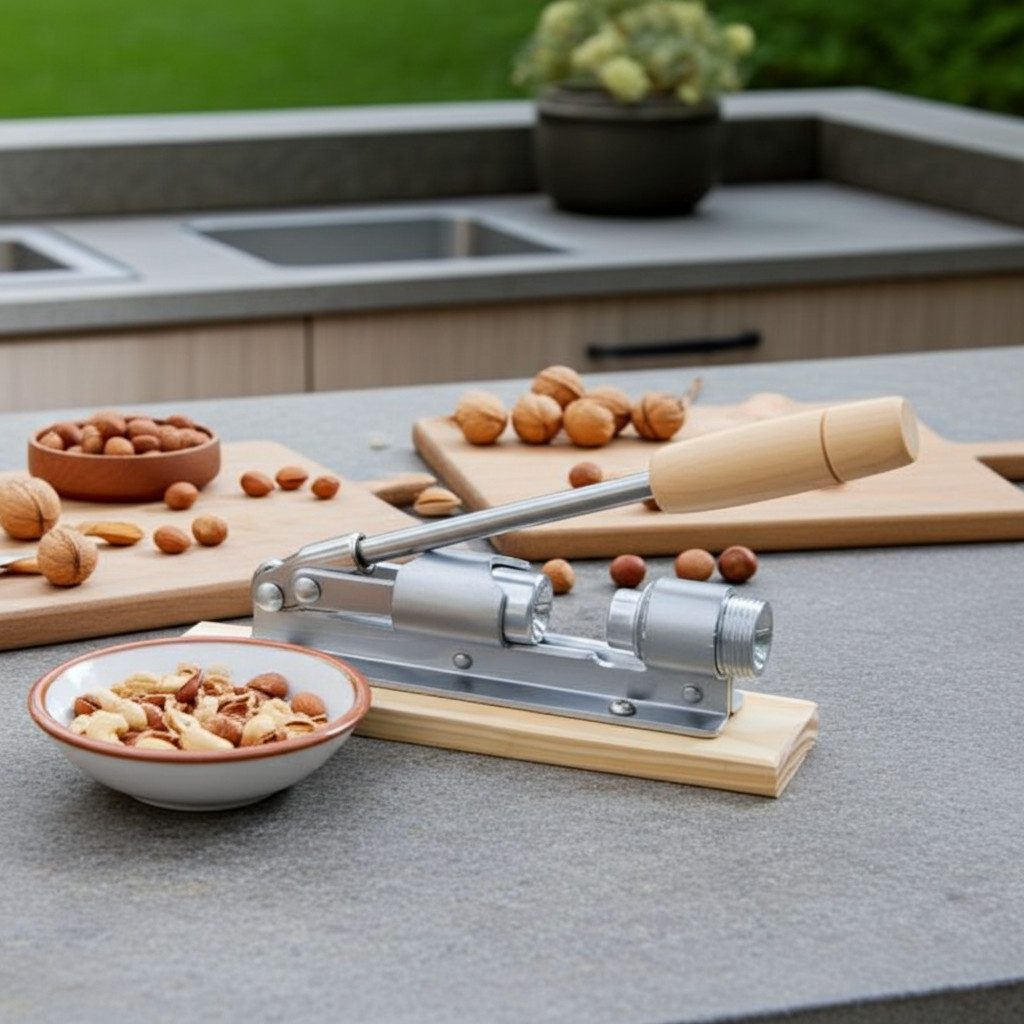 King Hoff Nussknacker Hebel-Nussknacker im Retro-Design, Holz & Metall, kraftsparend, Deko, Innovativer Nussöffner aus Holz und Metall Hebeltechnik für Walnüsse
