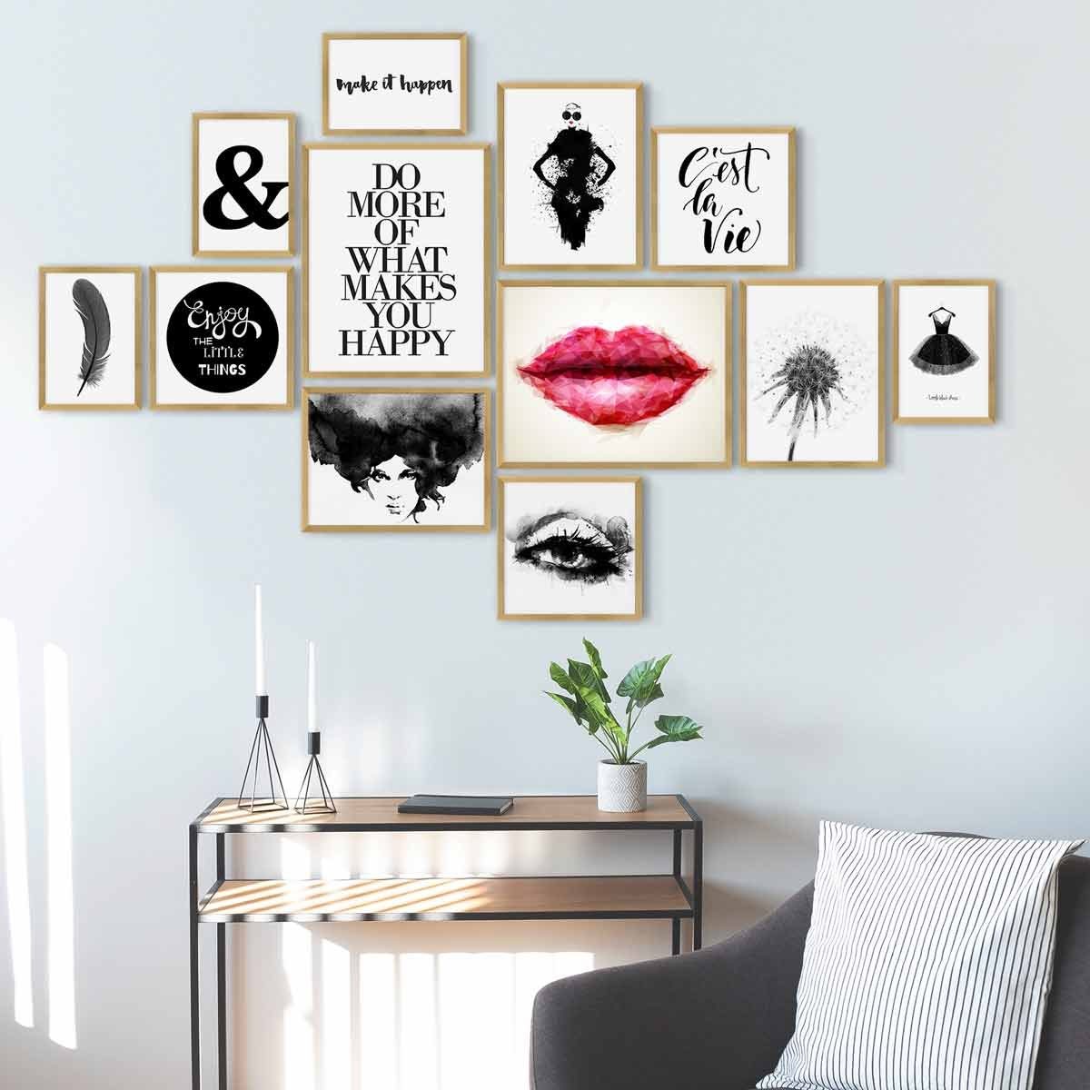 40x50 cm PHOTOLINI Modern 21x30 Schmal 12er Set Gold Bilderrahmen bis