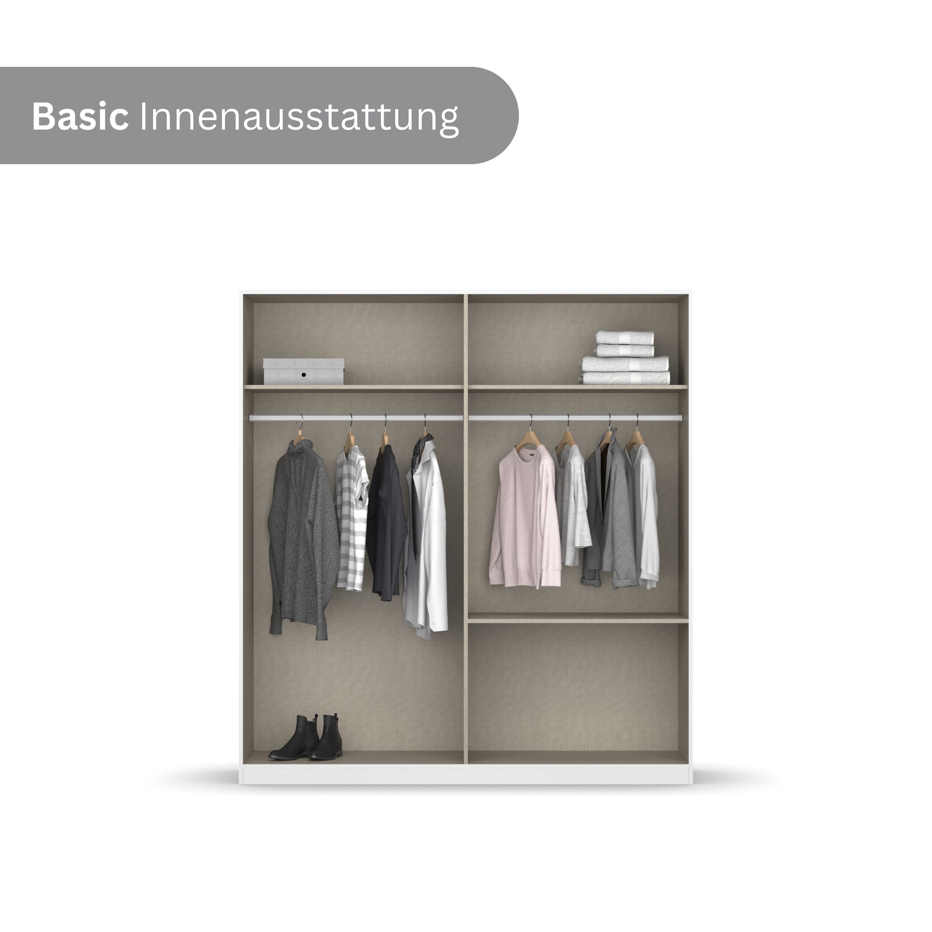 rauch Drehtürenschrank Kleiderschrank Schrank Garderobe COSTA in den Breiten 91/136/181 cm (in 3 Ausstattungen BASIC/CLASSIC/PREMIUM) viel Platz, grifflose Front und Push-to-Open Funktion MADE IN GERMANY