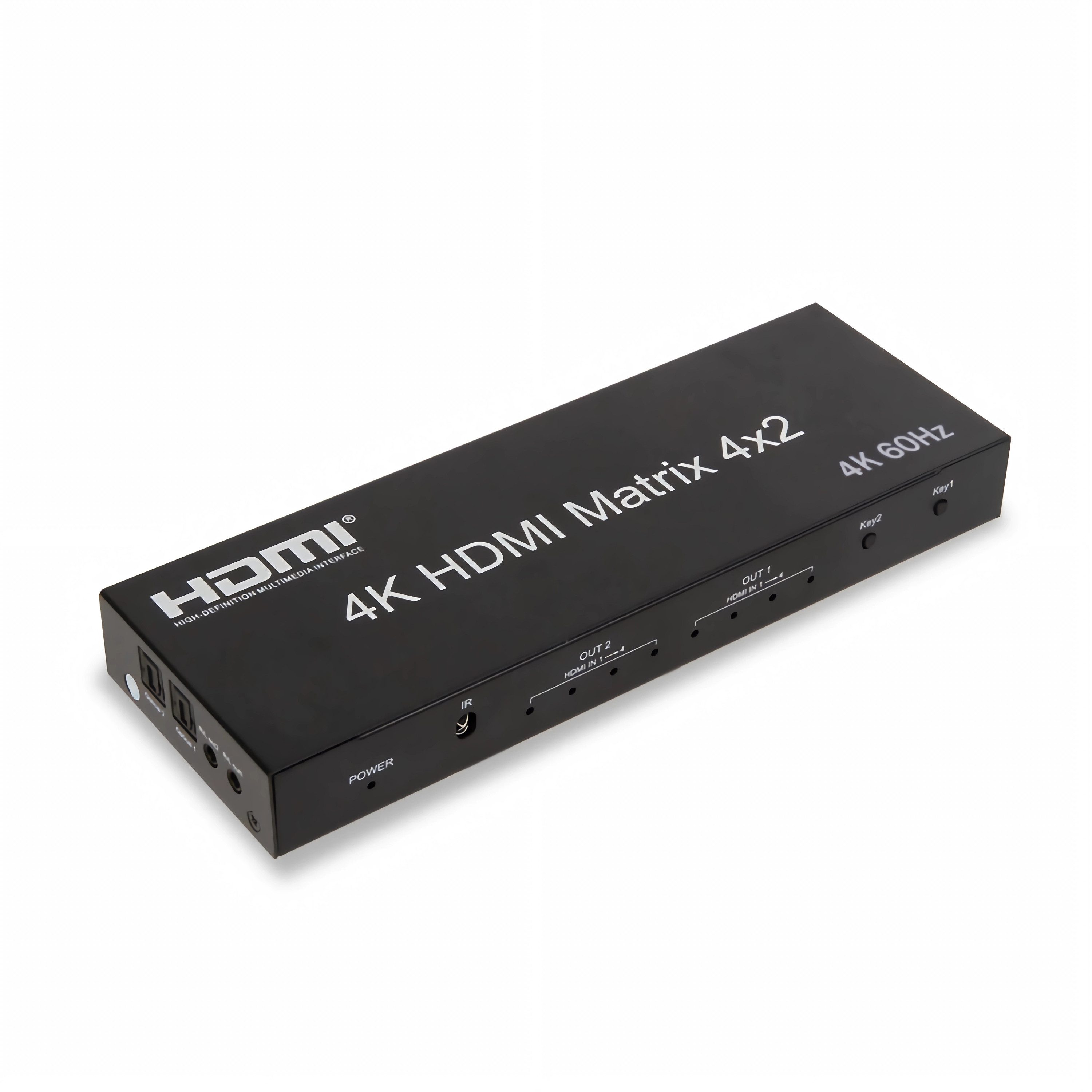 Bolwins C11D HDMI Matrix Splitter 4x2 HD 4K 4 In 2 Out Umschalter Verteiler PC Audio- & Video-Adapter HDMI Typ A (Standard) Stecker zu HDMI Typ A (Standard) Buchse, 0 cm, HDMI 2.0 Matrix Switch 4K 60Hz Umschalter Splitter Video Fernbedienung