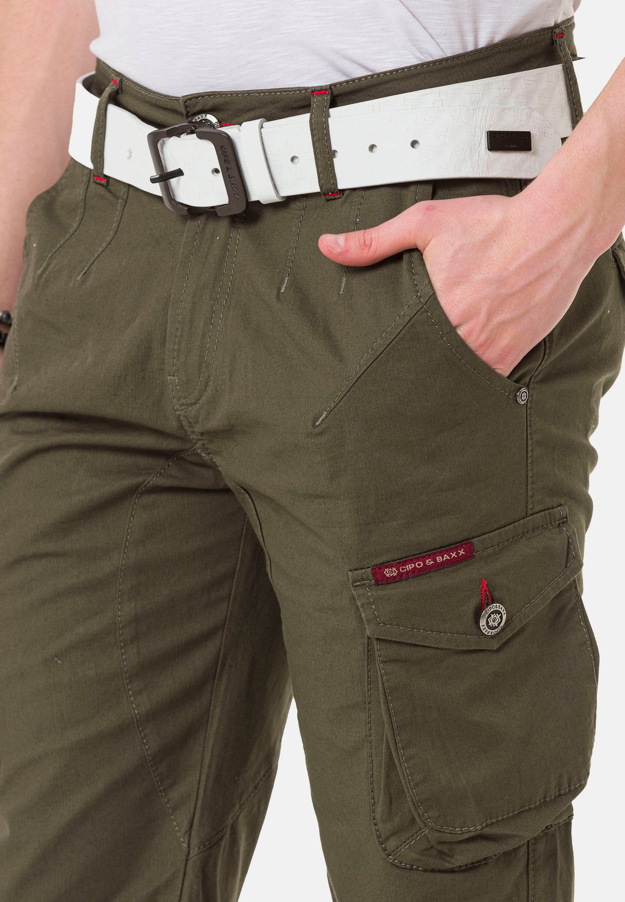 mit Shorts & Cargotaschen Cipo praktischen Baxx khaki