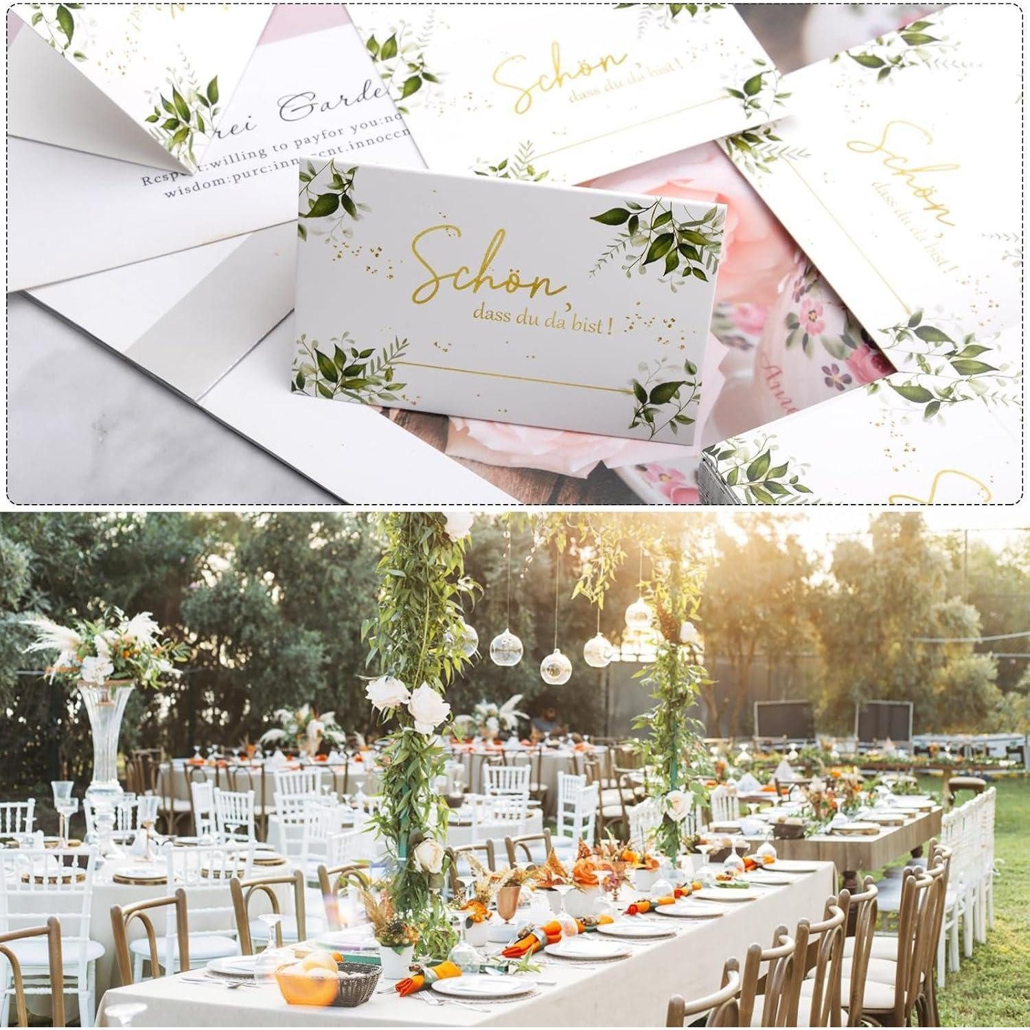 LuxusKollektion Hochzeitskarte Hochzeitsdeko Kommuniondeko Eukalyptus Tischkarten 50 Stck Namenkarten