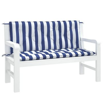 vidaXL Sitzauflage Gartenbank-Auflagen 2 Stk. Blau&Weiß Gestreift 120x50x7cm Stoff, (2 St)