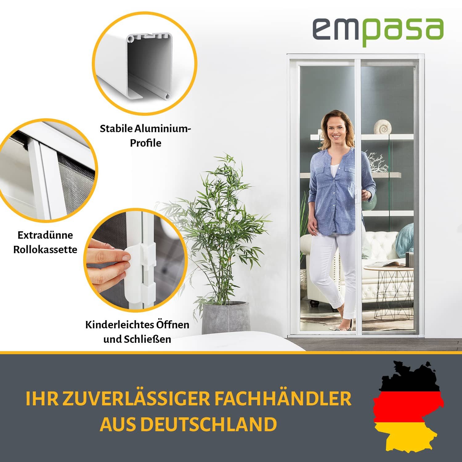 empasa Insektenschutz-Schiebetür "SMART", Rollo Tür für Balkon und Terrassen – Bild 4 von 5