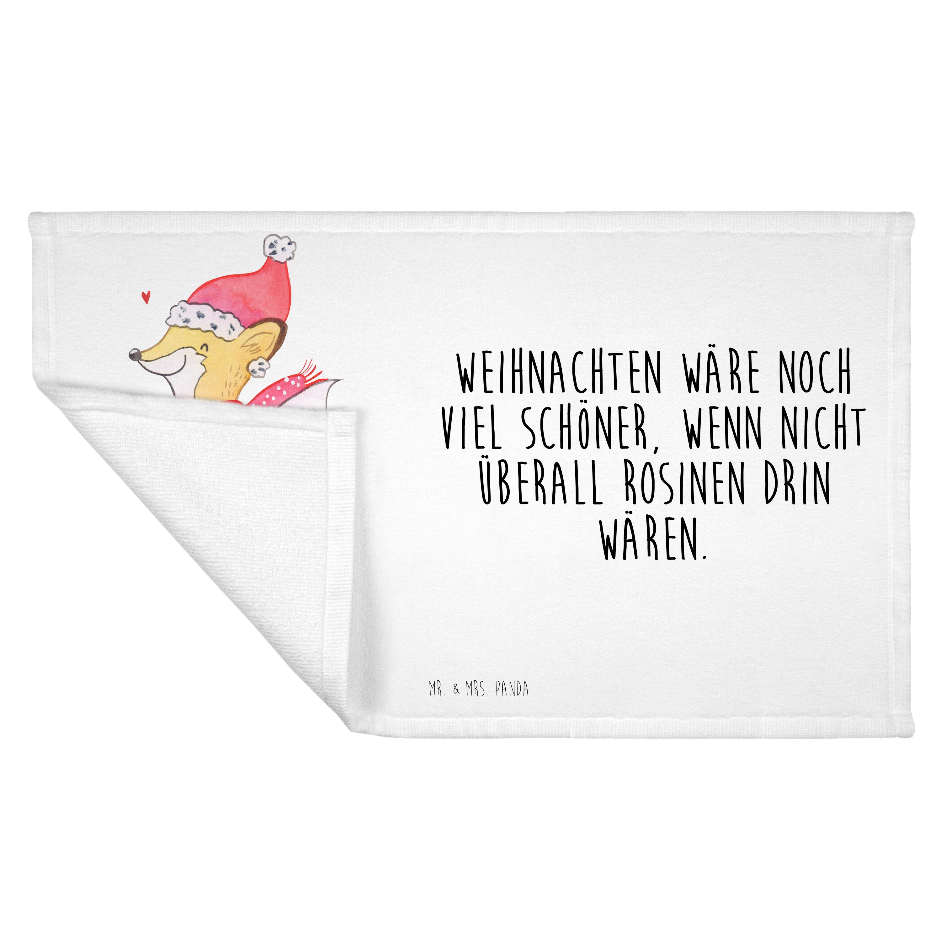 Handtu, - Mrs. Schlittschuhe & Fuchs Mr. - Handtuch Kinder Panda Geschenk, Weiß Weihnachtszeit, (1-St)