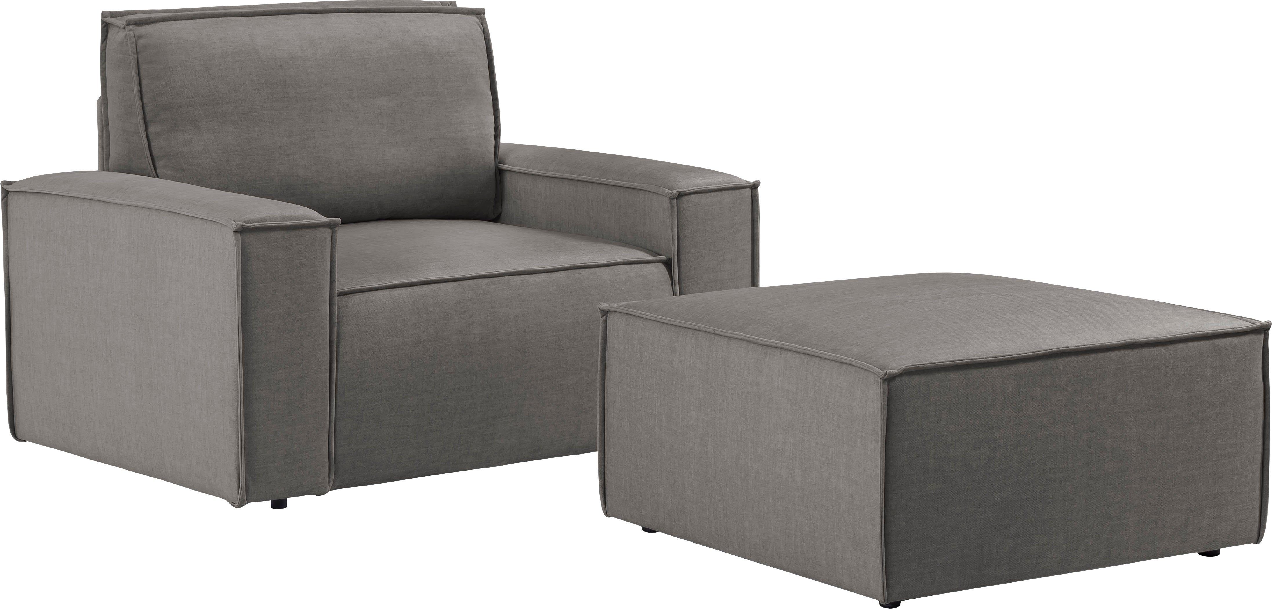 OTTO home Sessel SHERWOOD Samtvelours Sessel-Set, Loveseat und Hocker im Set, passend zur Polster-Serie SHERWOOD