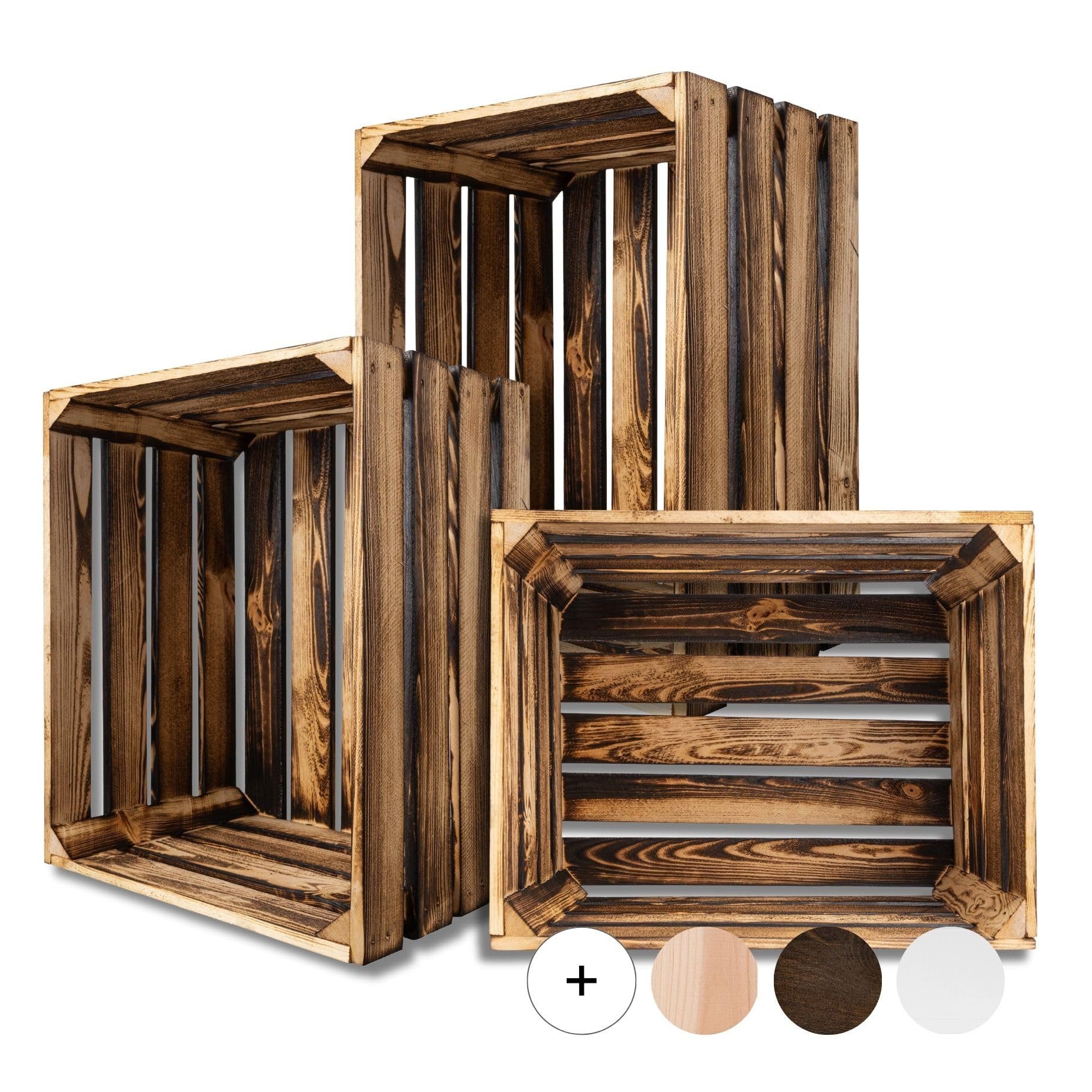 Creative Deco Holzkiste 3x Weinkisten Set Obstkiste Holz (3 Kisten)