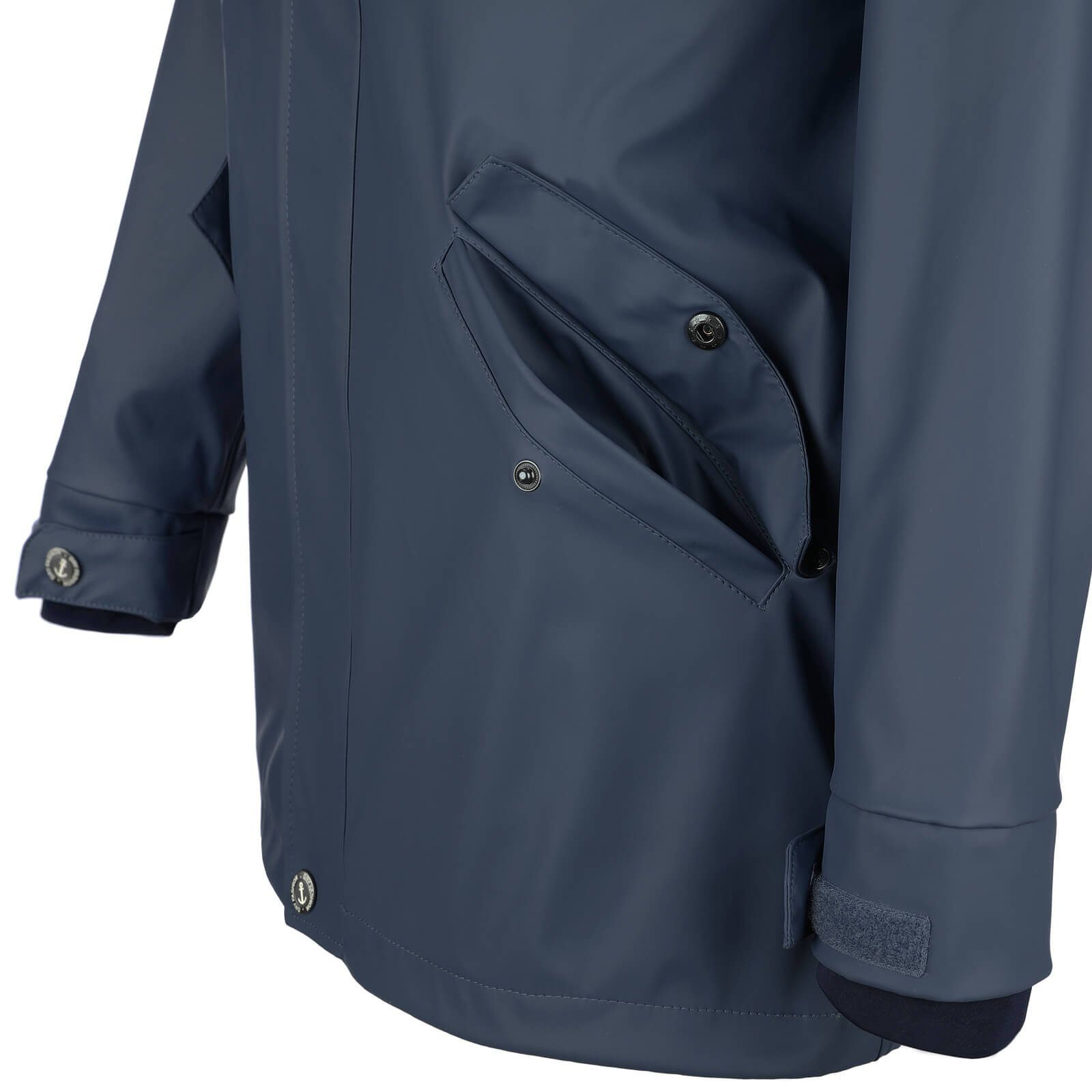 Dry Fashion Regenjacke Lübeck Herren PU-Parka - Outdoor-Jacke Mantel Wasserdicht & Winddicht Verschweißte Nähte, Verstellbare Kapuze, Abgedeckter Reißverschluss