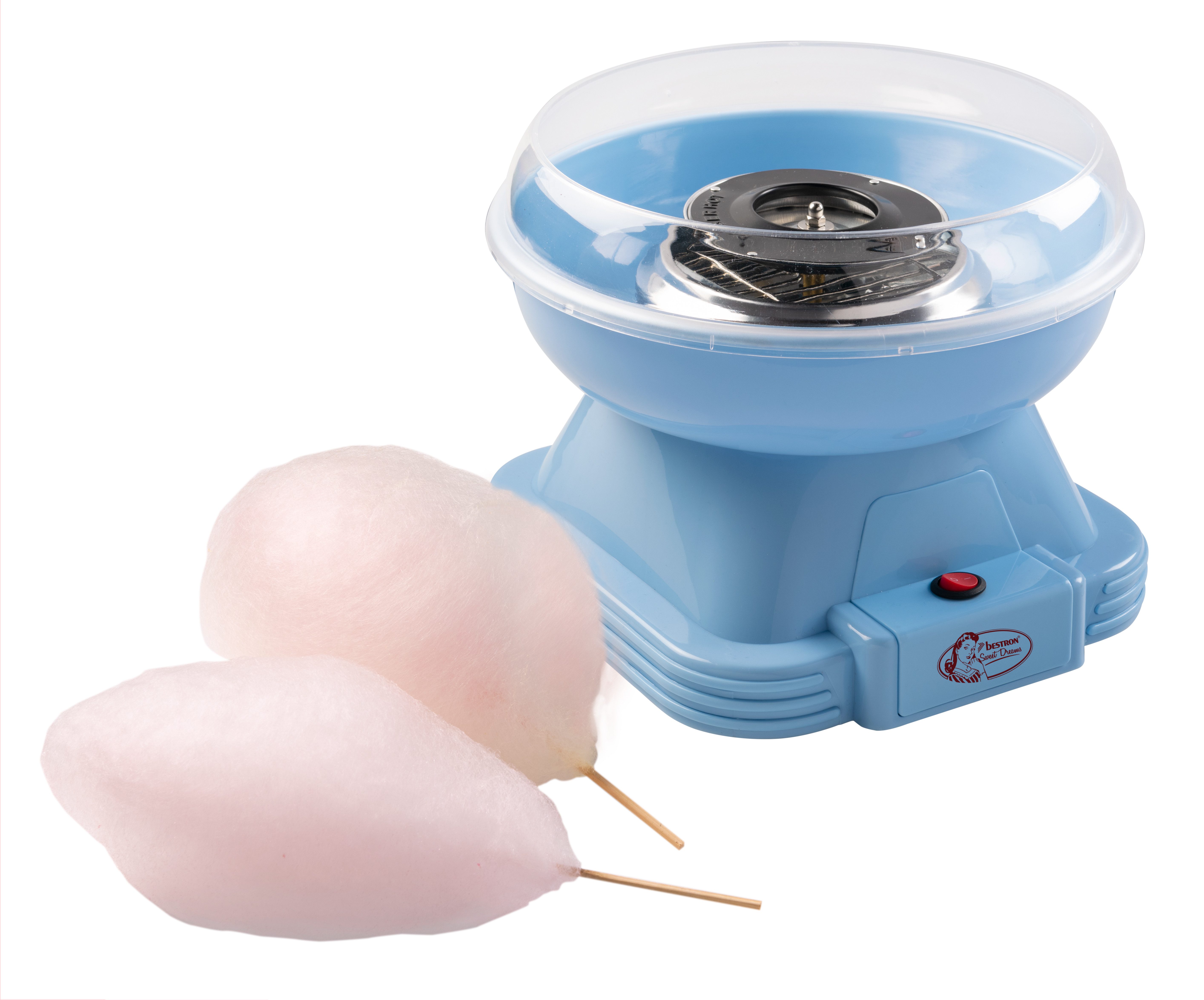 bestron Zuckerwattemaschine ACCM400, Jahrmarktfeeling für Zuhause, inkl. Zubehör