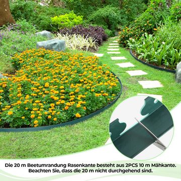 TLGREEN Rasenkante Mähkante Gartenzaun 20m, Flexible Rasenkante aus Kunststoff