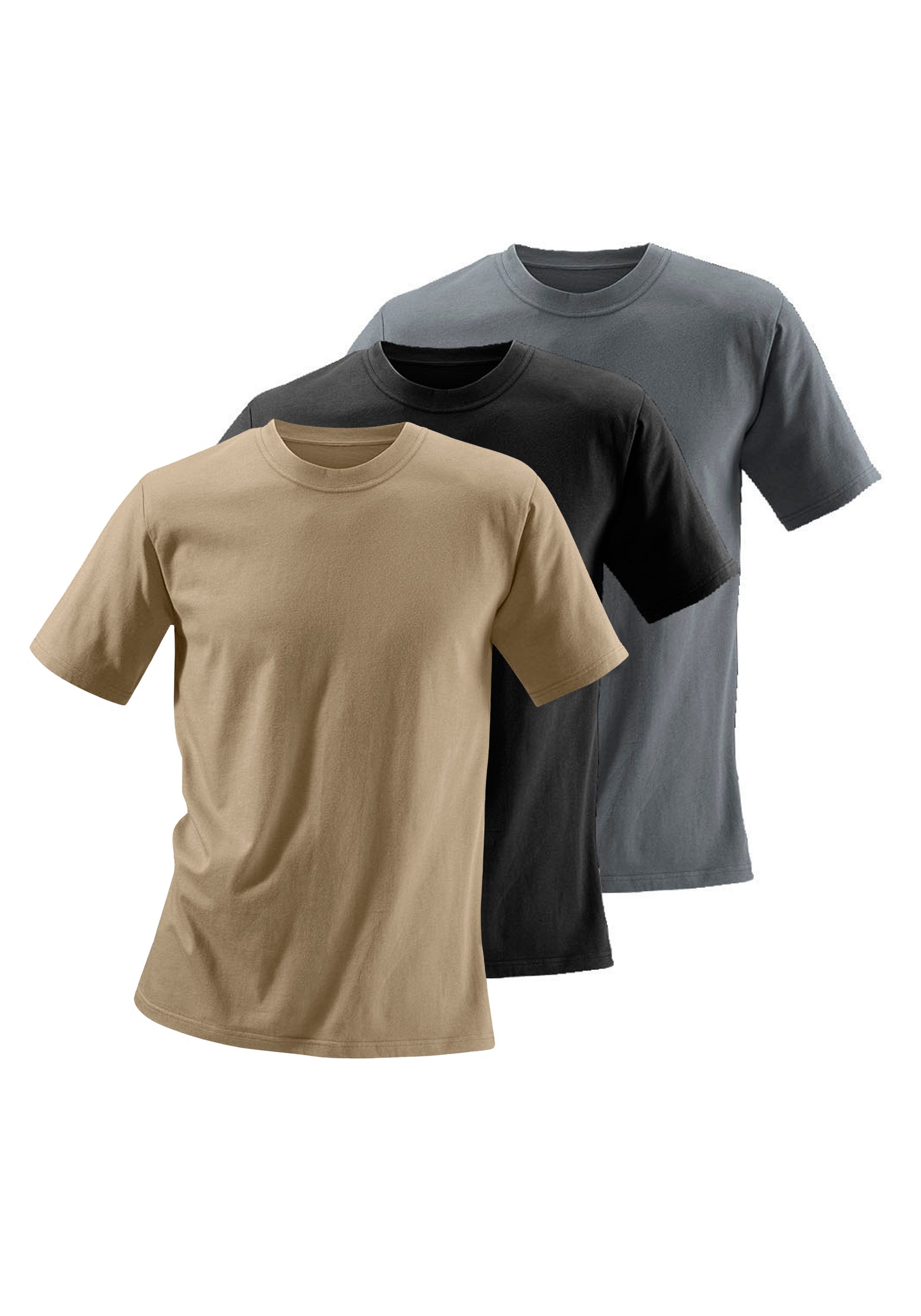 H.I.S T-Shirt, Unterziehshirt (3er-Pack) unifarben, Rundhalsausschnitt, aus Baumwolle