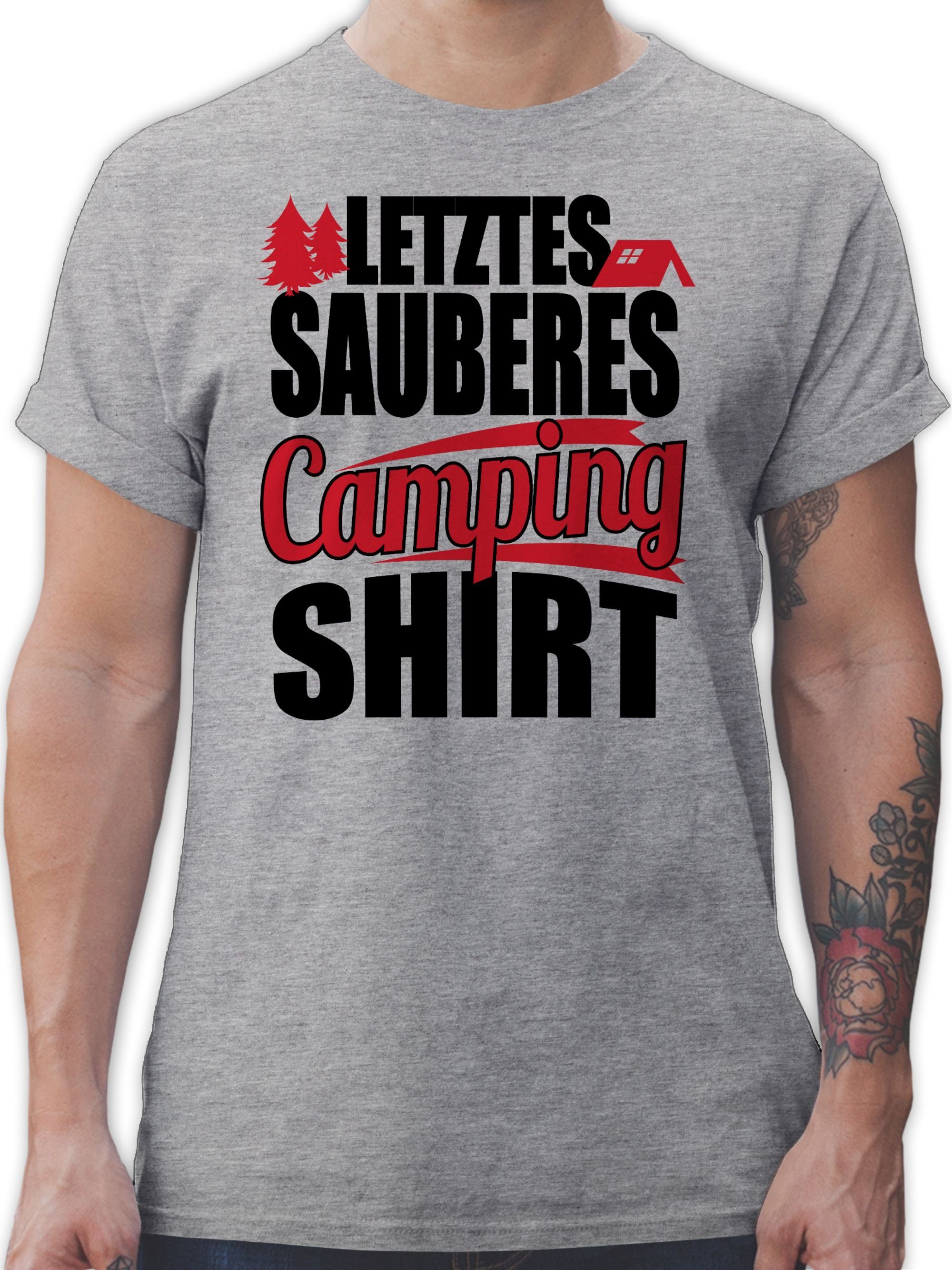 schwarz Shirt sauberes meliert 2 Shirtracer Letztes Outfit Hobby T-Shirt Grau Camping