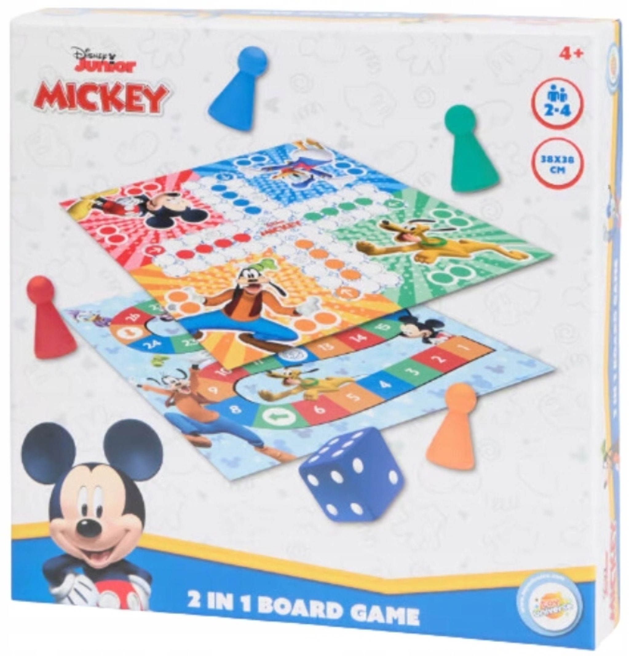 Disney Spielwelt 2in1 Brettspiel Disney Micky Maus - Ludo & Wettrennen – Familienspiel