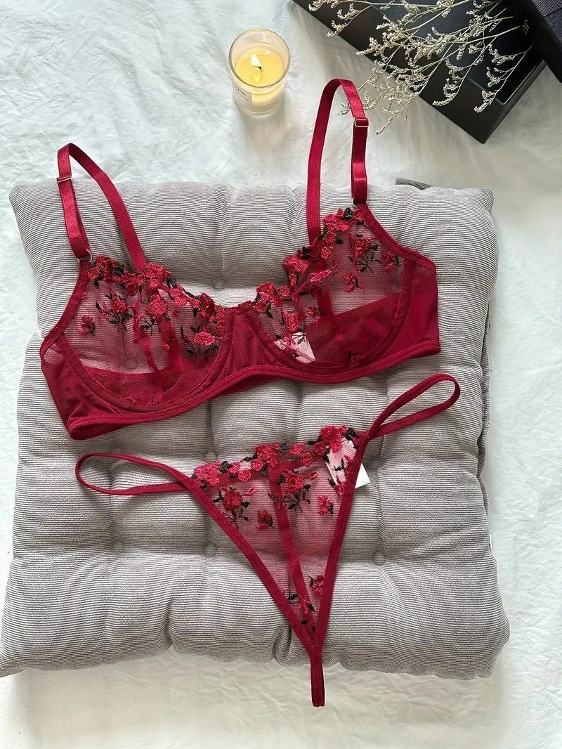 Set: Bügel-BH Sexy Unterwäsche set, Dessous Set aus Spitze