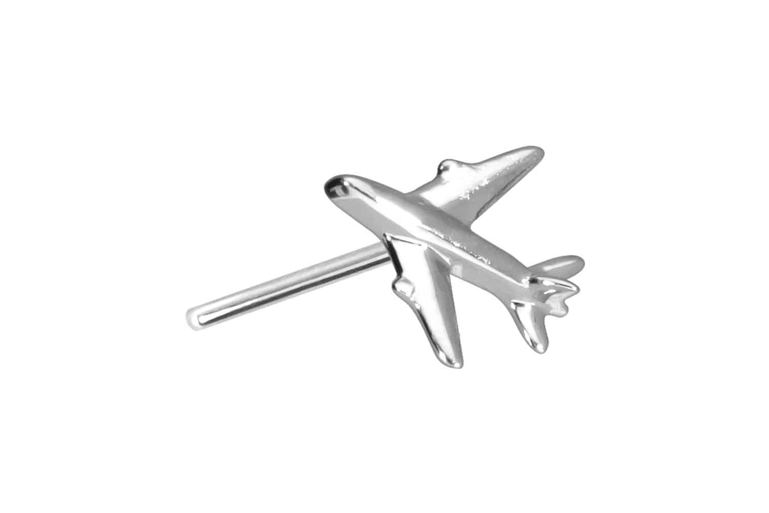 PIERCINGLINE Piercing-Set 14 Karat Gold Aufsatz mit Titan Push Pin FLUGZEUG (Push Pins, 1-tlg)