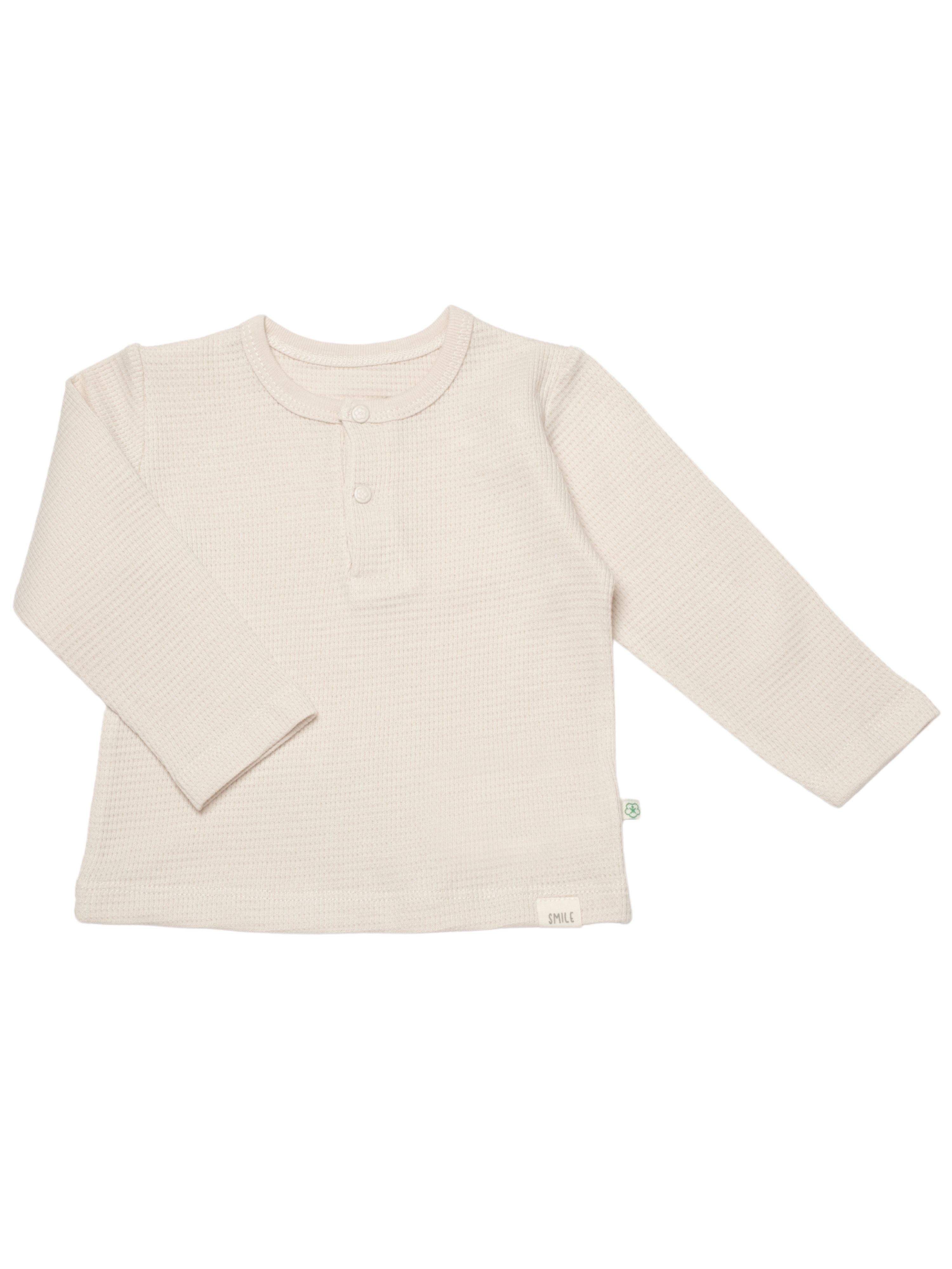 biorganic Langarmshirt & Hose Baby Waffle Smile für Jungen und Mädchen Unisex Langarm (2-tlg., Shirt & Hose) Waffelmuster, Bio-Baumwolle Größe 68-86