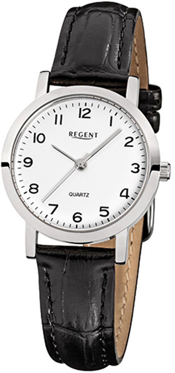 schwarz Regent rund, Regent klein (ca. Damen Damen-Armbanduhr 28mm), Quarzuhr Lederarmband Armbanduhr Analog,
