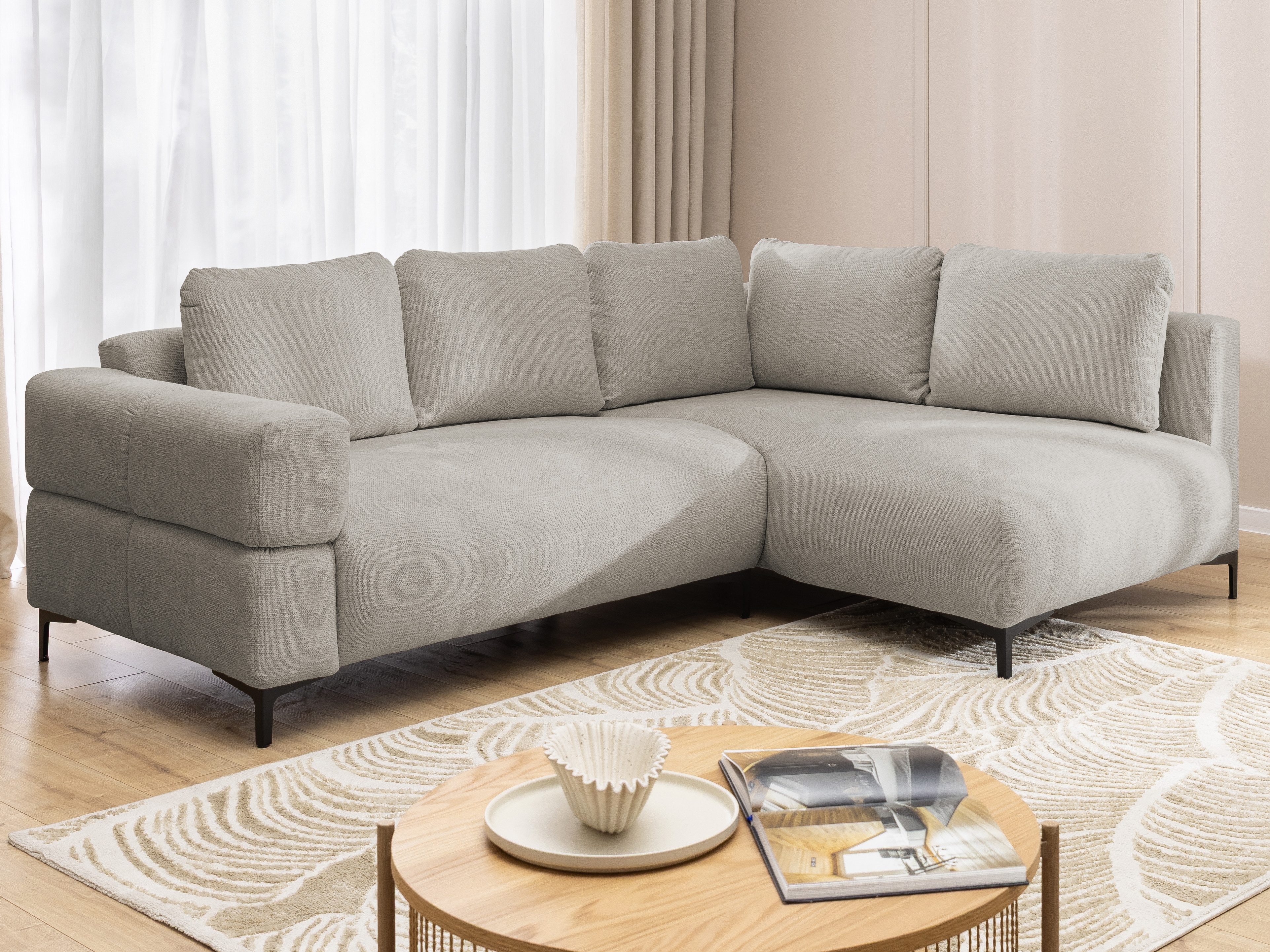 S-Style Möbel Ecksofa Cardea in Bubble-Optik aus weichem Strukturstoff mit hohem Sitzkomfort, mit Wellenfederung