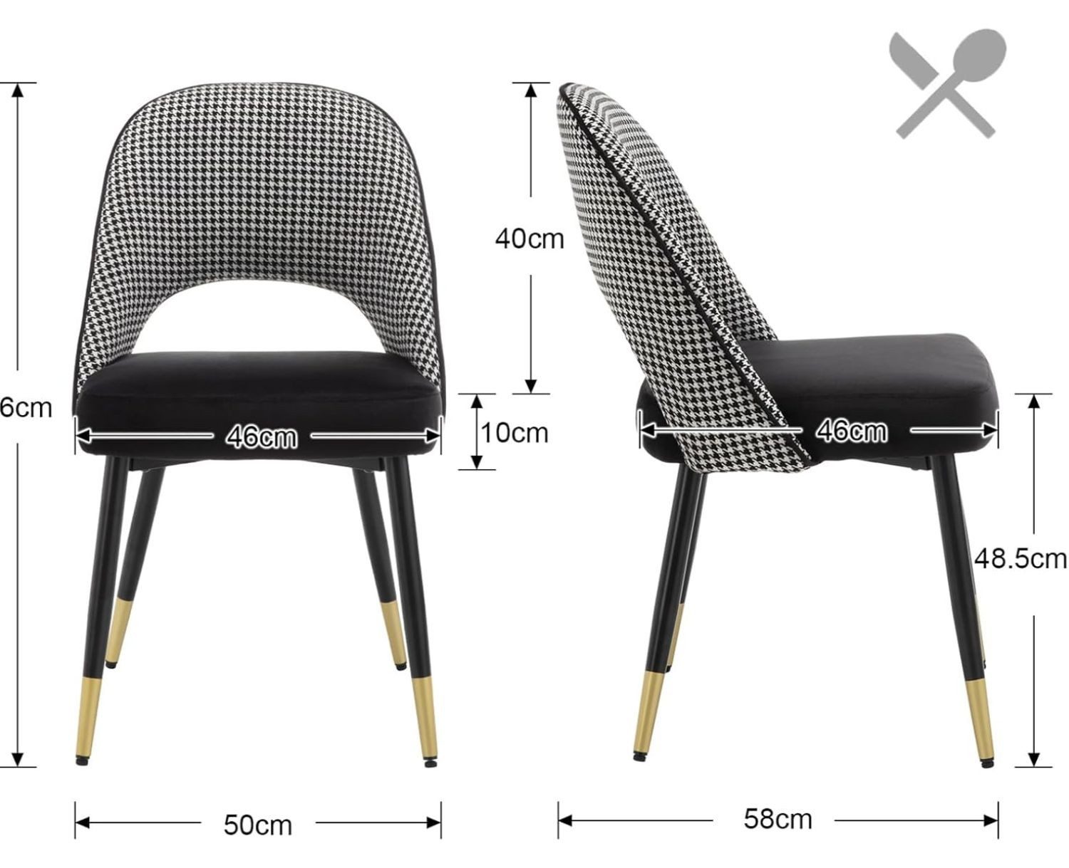CHAIRUS Polsterstuhl Samt-Stühle 2er-Set mit Metallbeinen für Küche, Ess- oder Wohnzimmer (2 St), Esszimmerstuhl, Küchenstuhl, Wohnzimmerstuhl