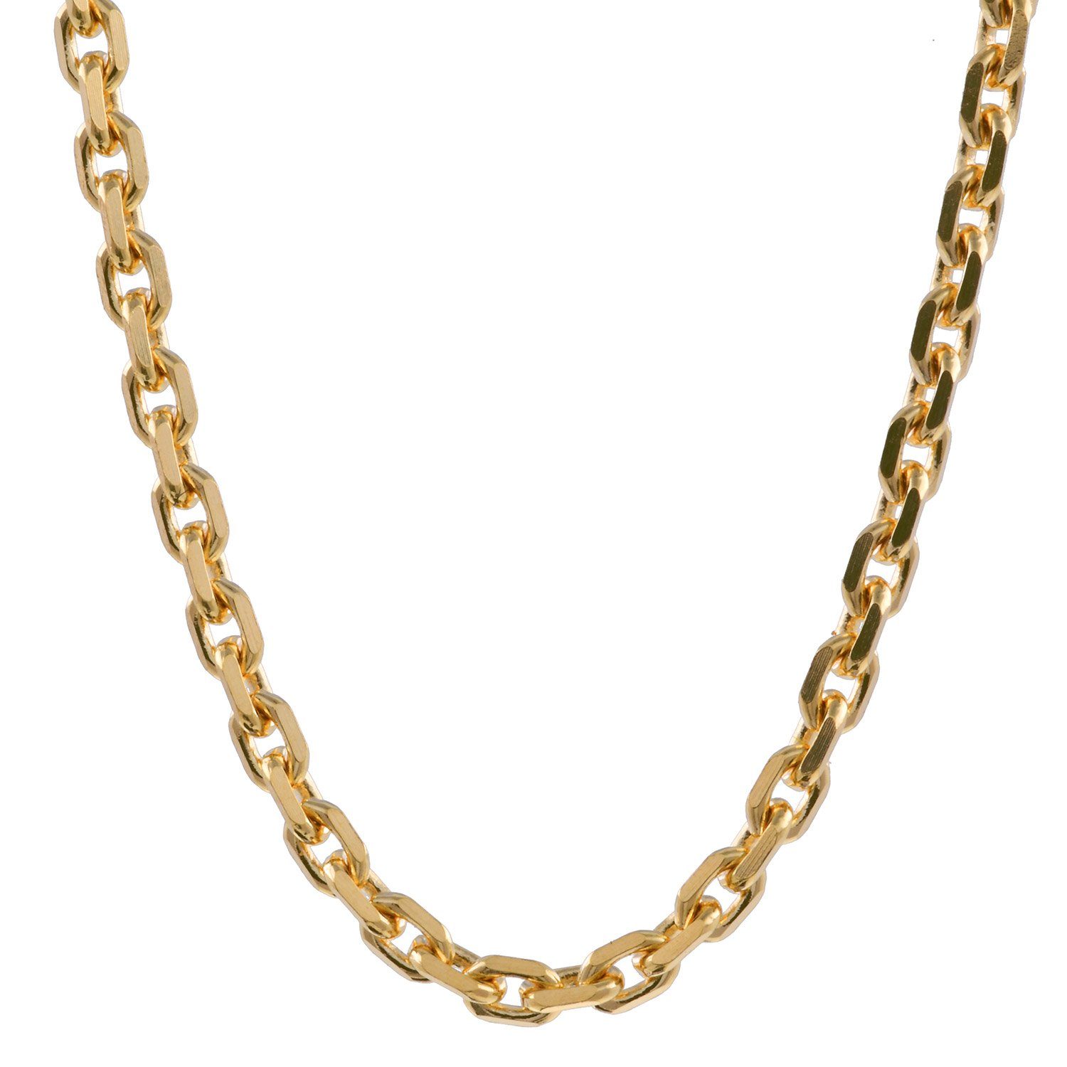 HOPLO Goldkette Ankerkette diamantiert 585 - 14 Karat Gold 1,7 mm Kettenlänge 55 cm (inkl. Schmuckbox), Made in Germany gelbgoldfarben