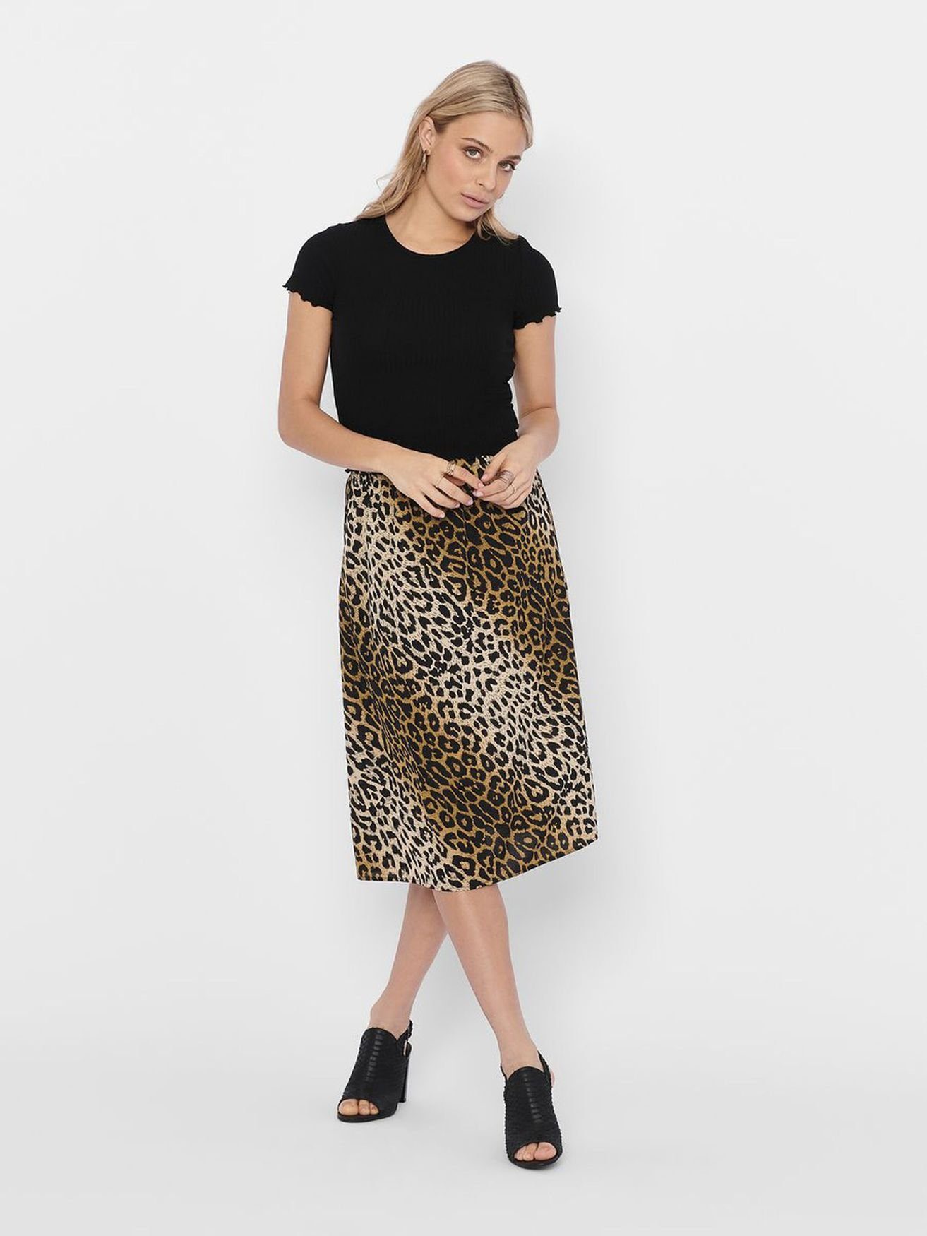 ONLY T-Shirt Gerippt Cropped Kurzes Rundhals günstig online kaufen