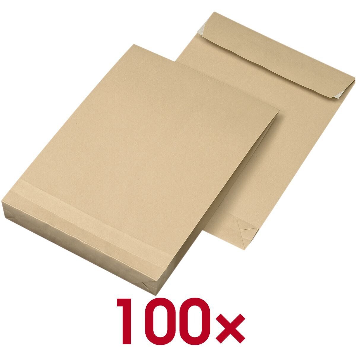 MAILMEDIA Versandtasche, DIN B4, ohne Fenster, Seitenfalte/Steh-/Klotzboden, Haftklebung