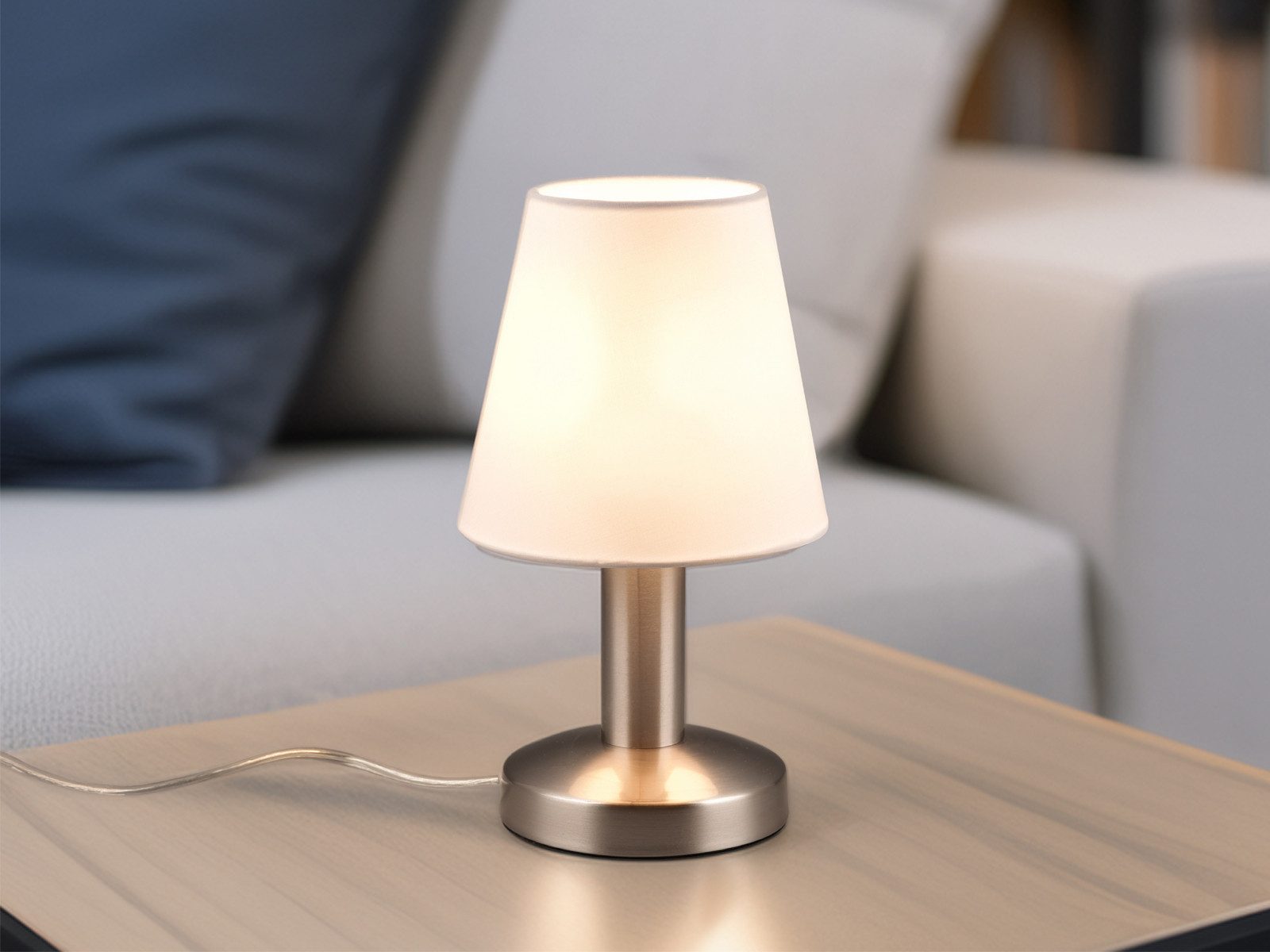 TRIO Leuchten LED Nachttischlampe, Dimmfunktion, LED wechselbar, Warmweiß, klein-e Nachttisch-lampe Touch dimmbar Design-klassiker, Höhe 24cm